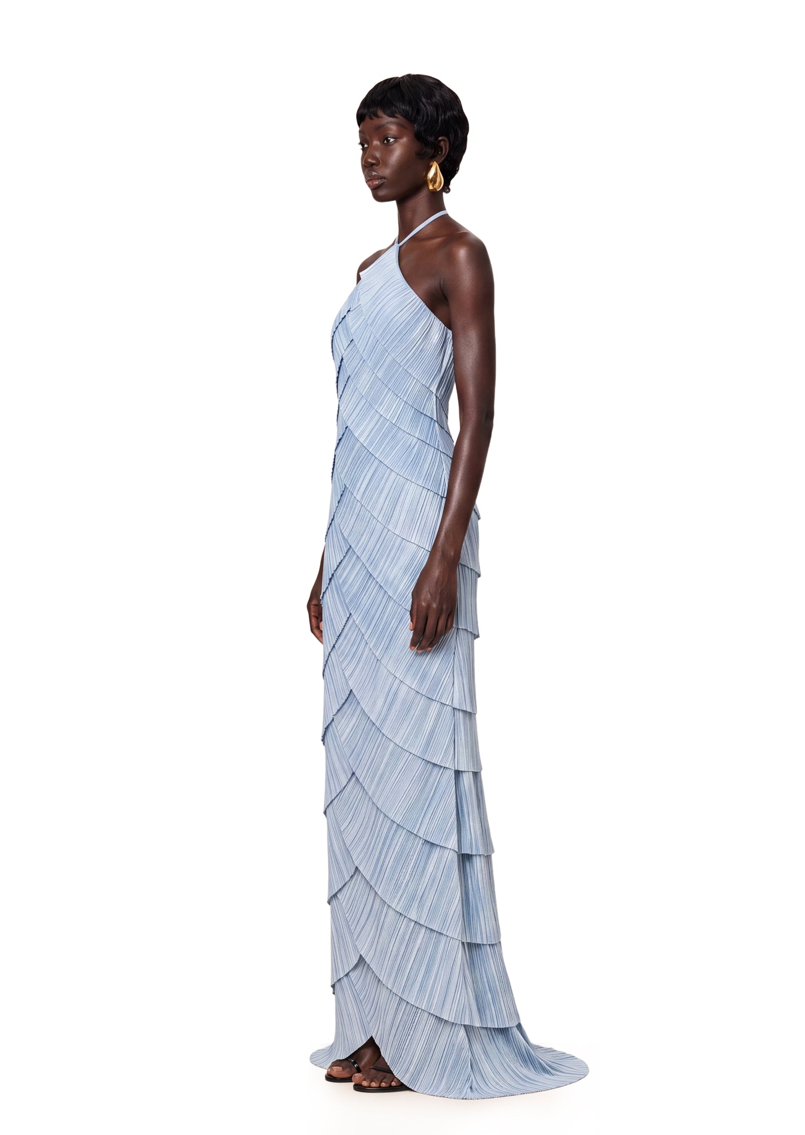 Midikleid in A-Linie mit Blumenmuster und Laternenärmeln