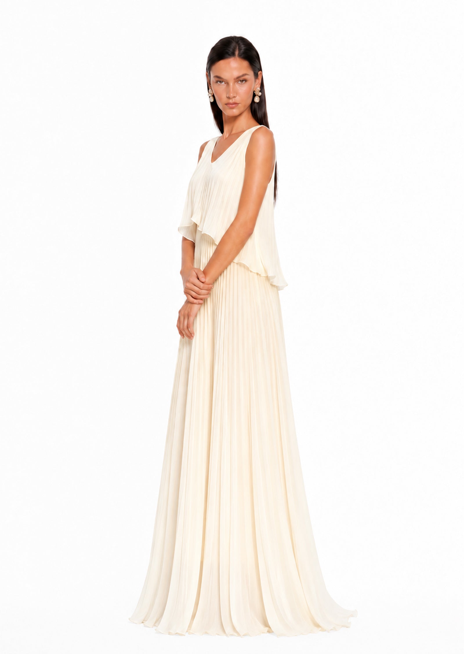Midikleid in A-Linie mit Blumenmuster und Laternenärmeln