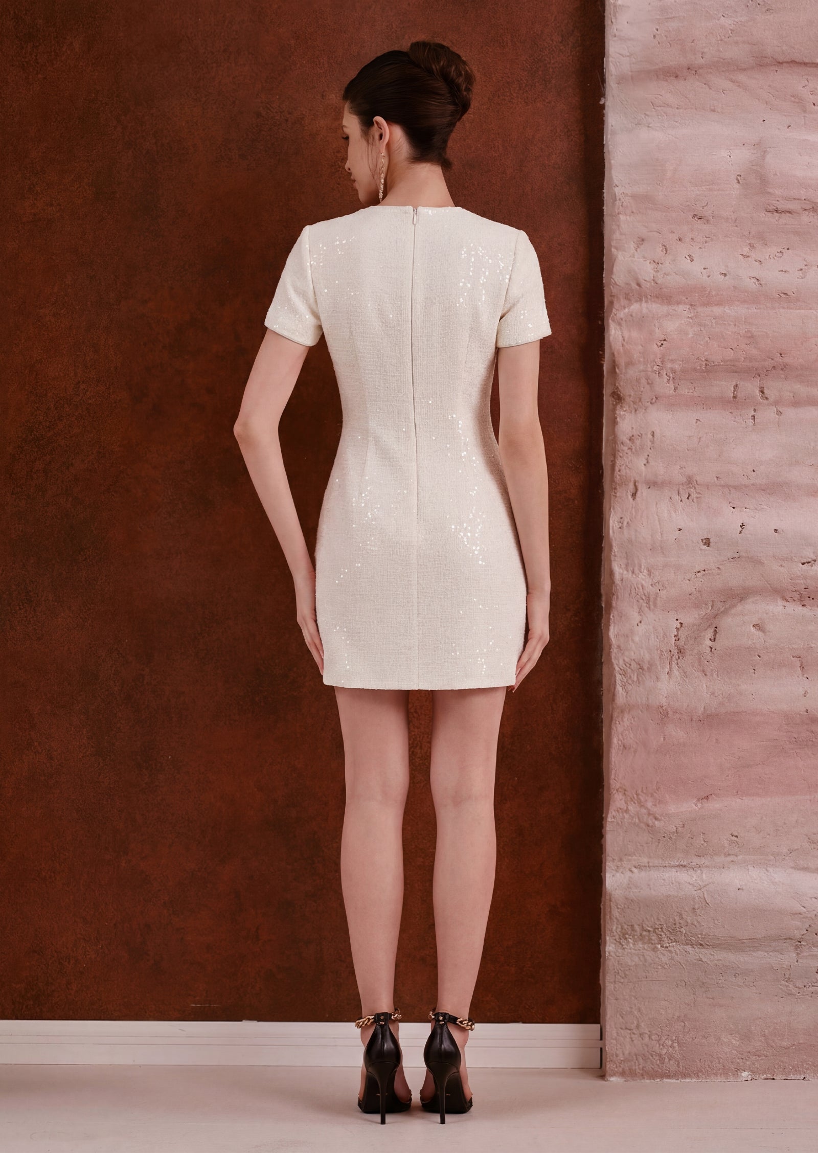 Midikleid in A-Linie mit Blumenmuster und Laternenärmeln