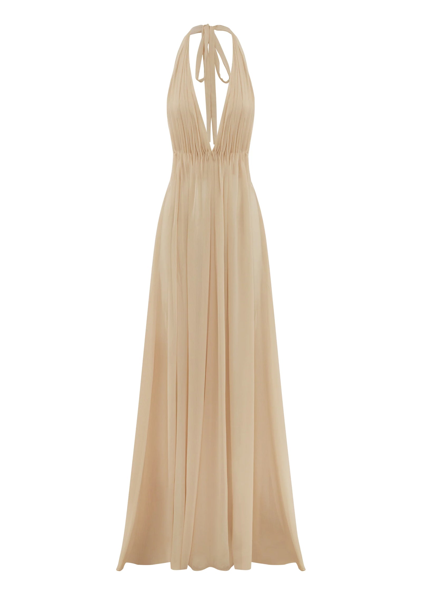 Backless Deep V Halter Neck Maxi Dress