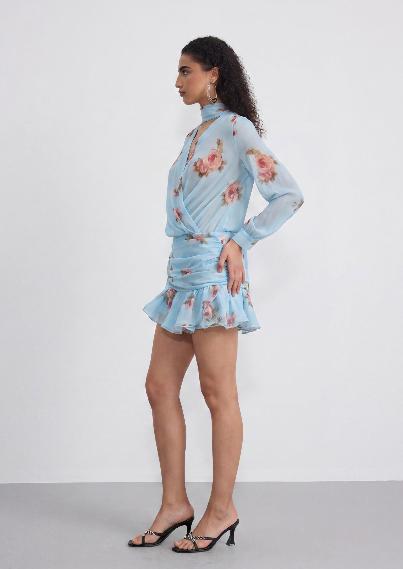 Martha Floral Print Chiffon Mini Dress