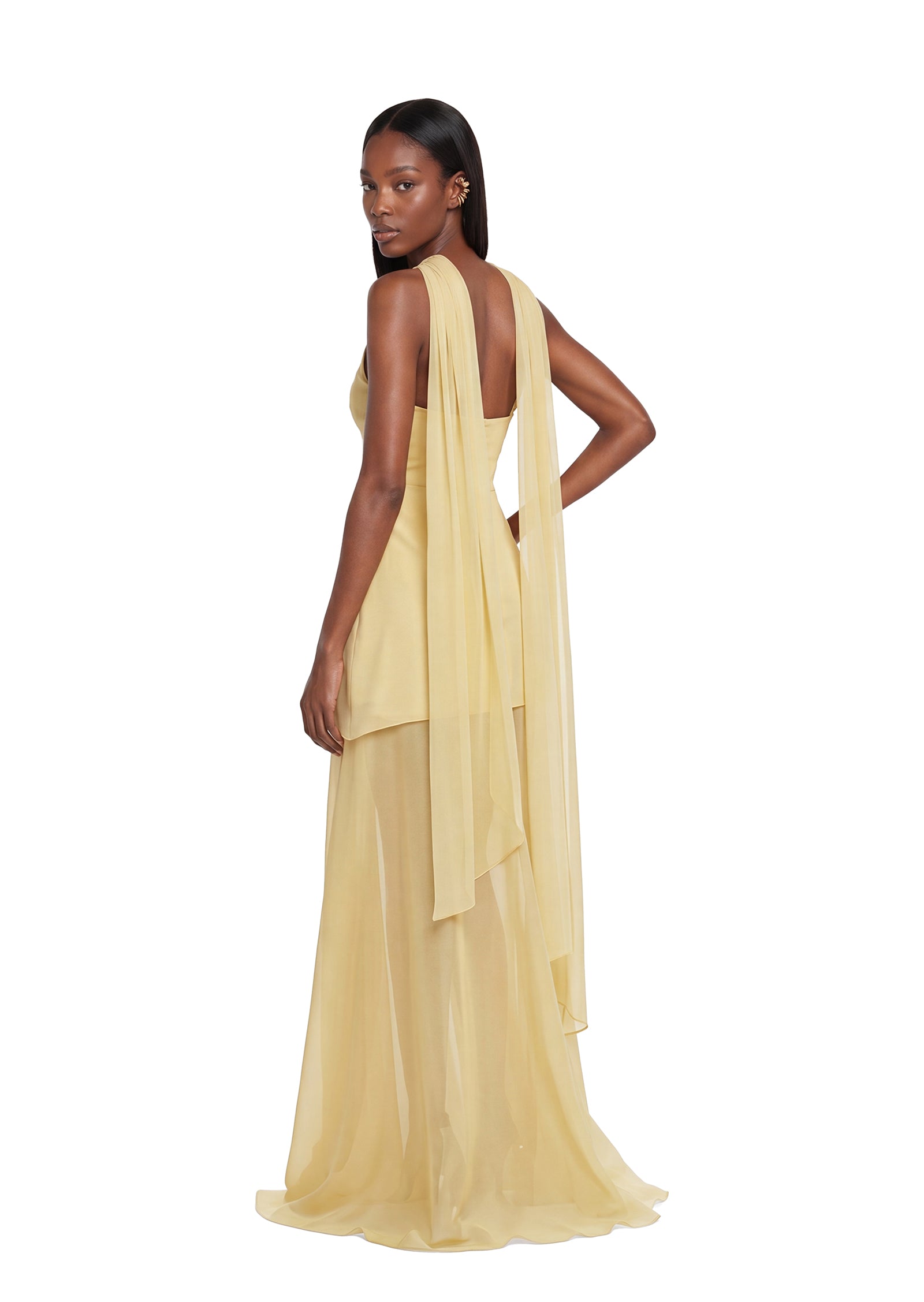 Midikleid in A-Linie mit Blumenmuster und Laternenärmeln