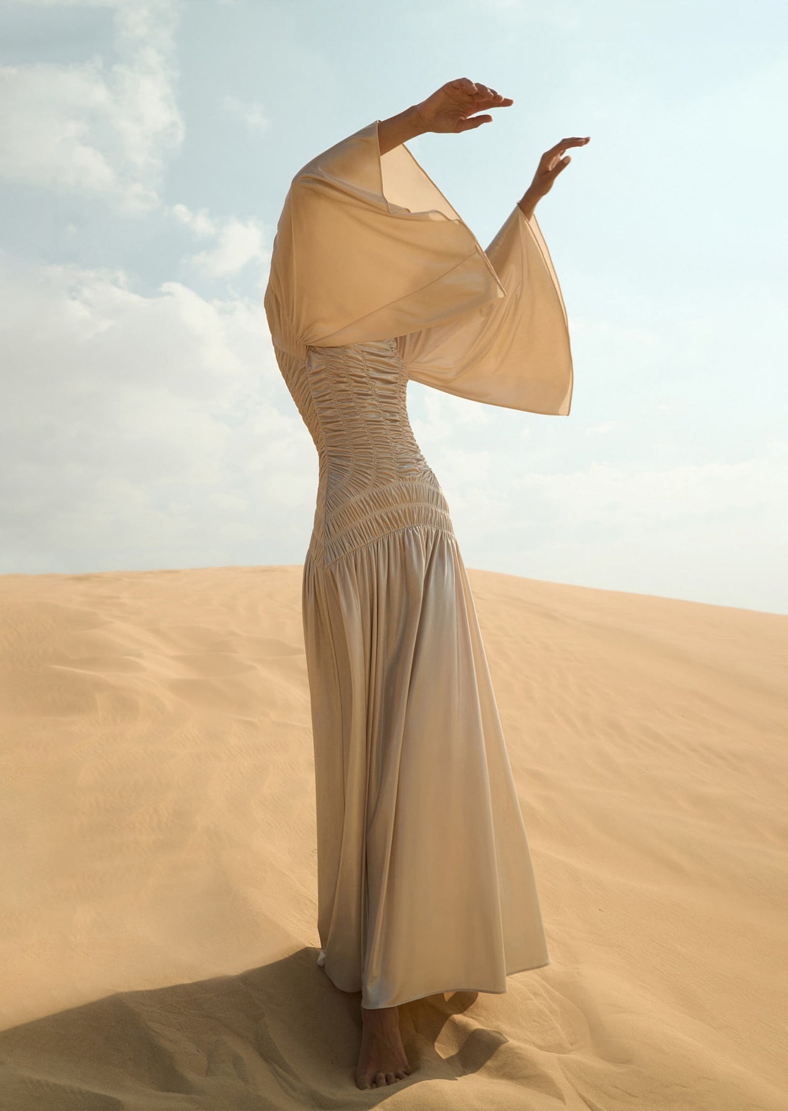 Metallic Elasticated Gathers Maxi Dress