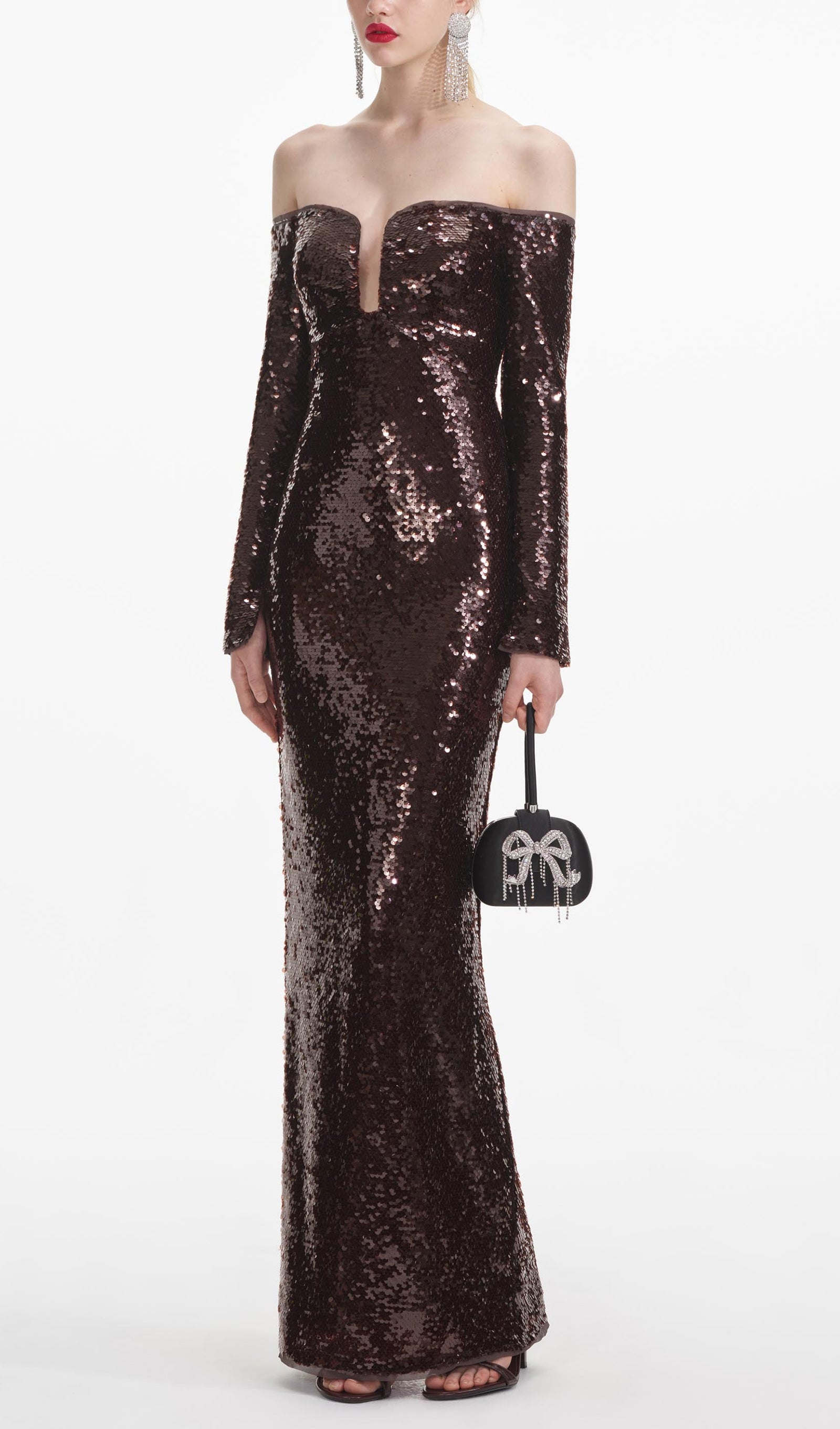 Off Shoulder Sequin Maxi Dress