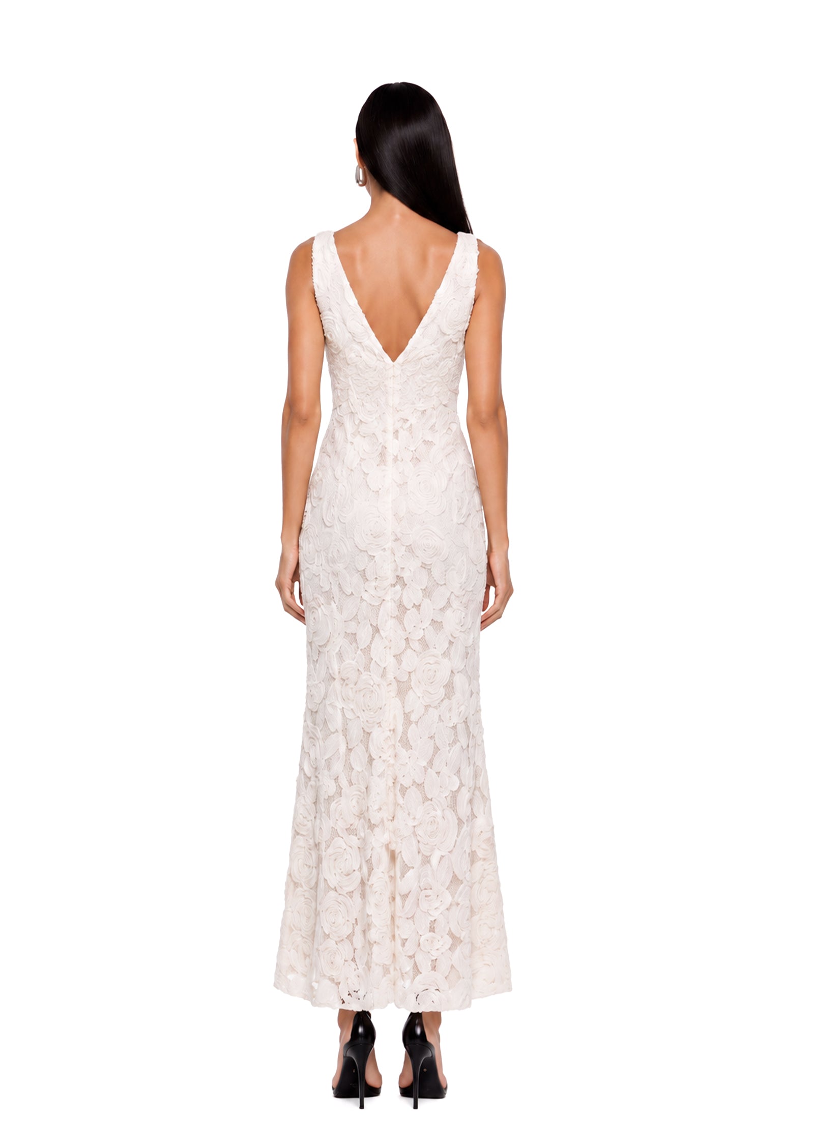 Midikleid in A-Linie mit Blumenmuster und Laternenärmeln