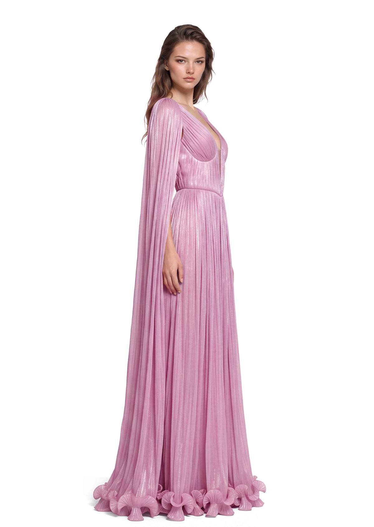 Yildiz V Neck Ruffled Maxi Dress