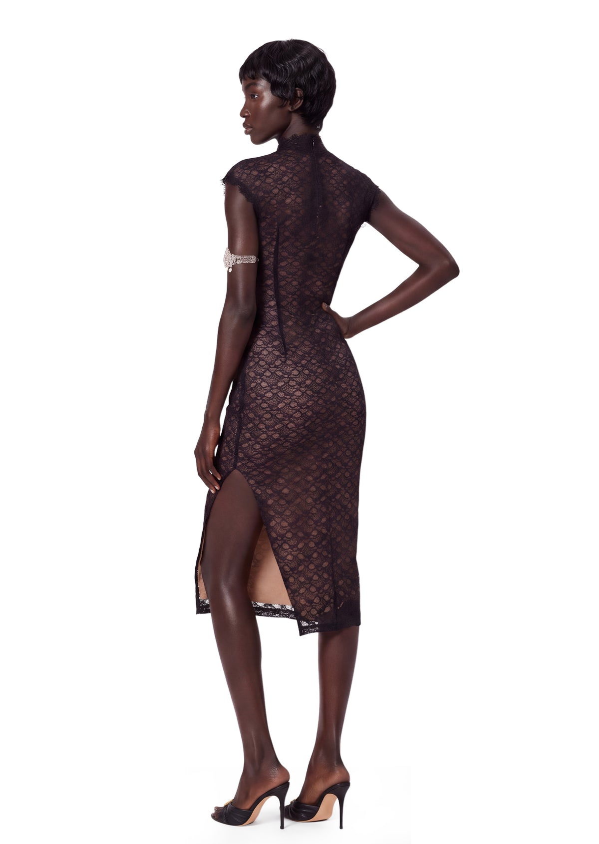 Yoshe Lace Rhinestone Midi Dress