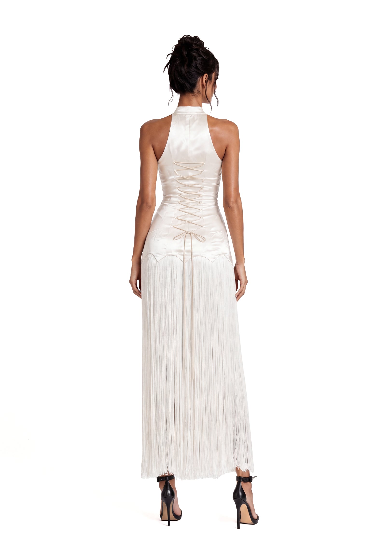Midikleid in A-Linie mit Blumenmuster und Laternenärmeln