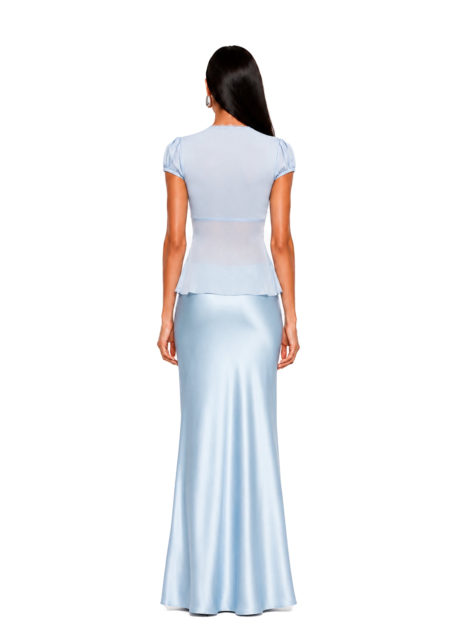 Midikleid in A-Linie mit Blumenmuster und Laternenärmeln