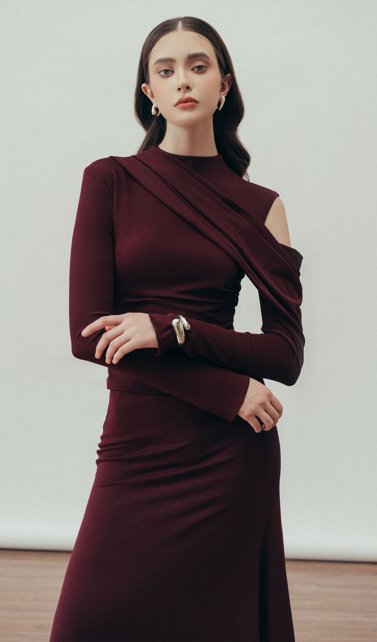 Midikleid in A-Linie mit Blumenmuster und Laternenärmeln