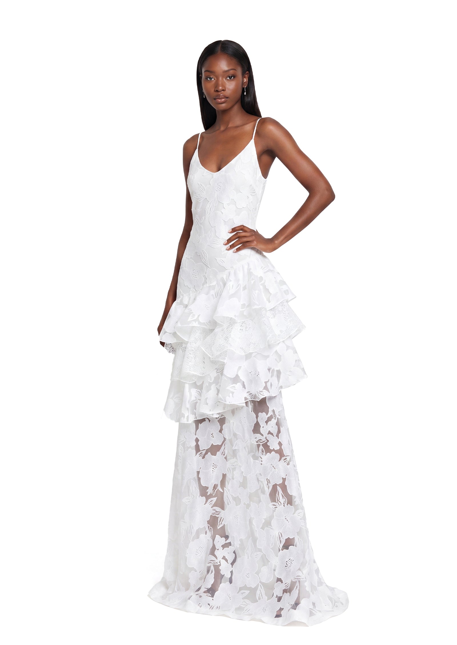 Midikleid in A-Linie mit Blumenmuster und Laternenärmeln