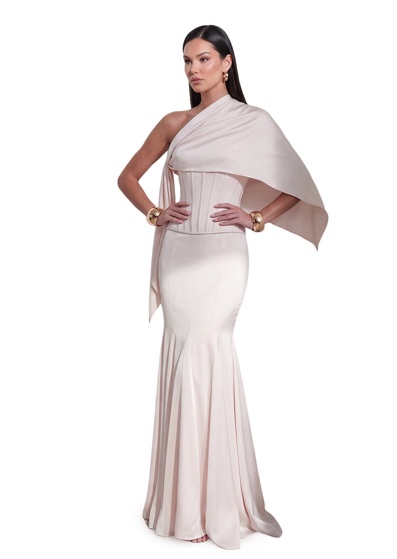 Saba Satin Fishtail Top And Fishtail Skirt Set