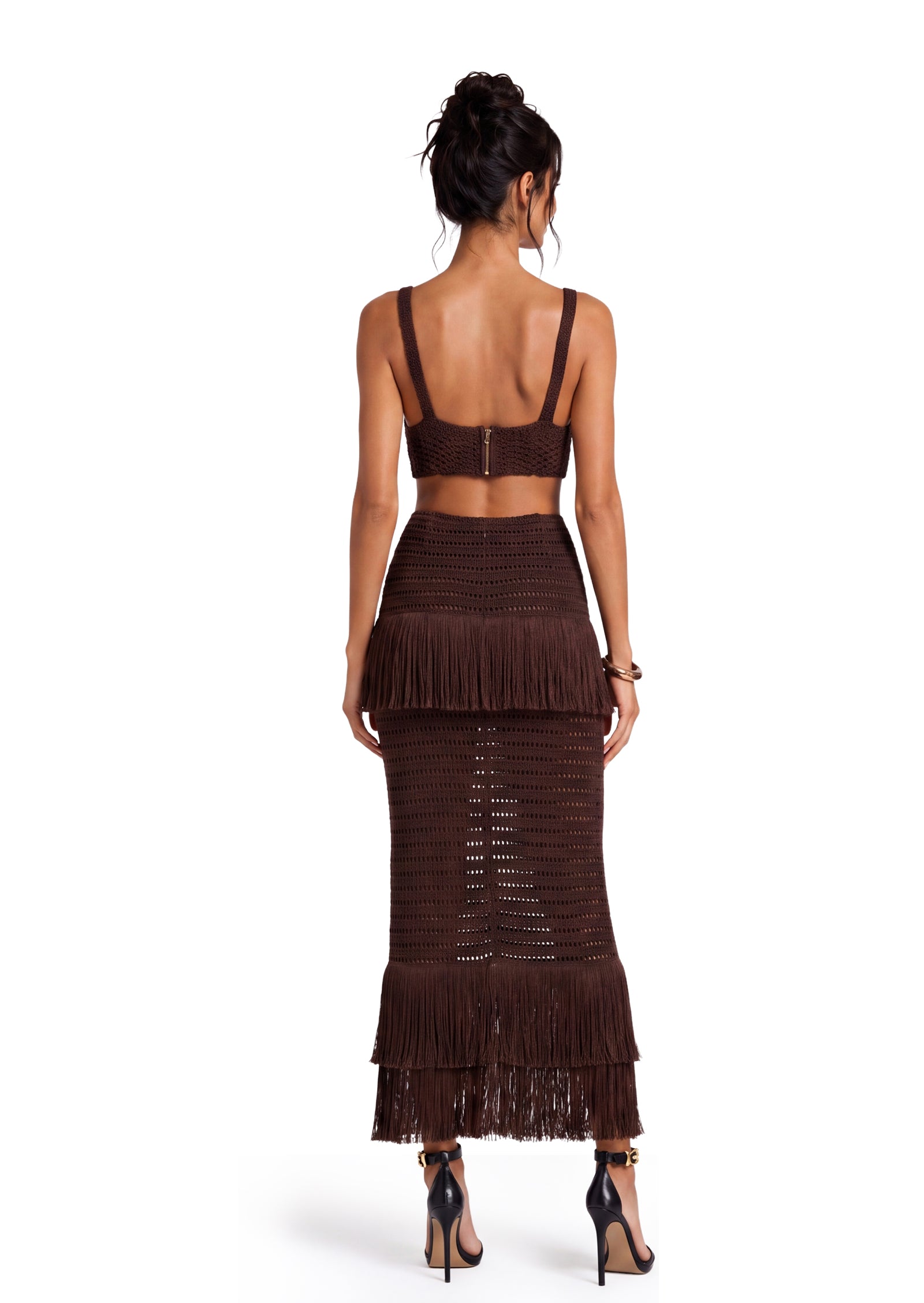 Gage Short Top & Fringed Skirt Knit Set