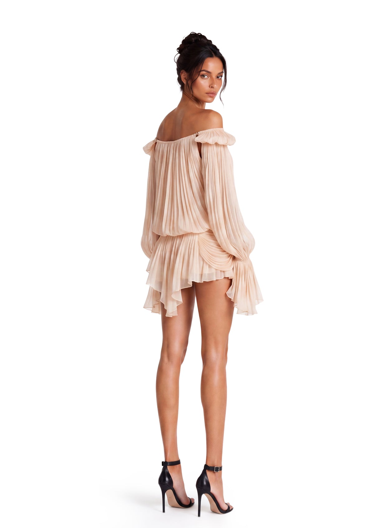 Earlene Pleated Ruffled Mini Dress