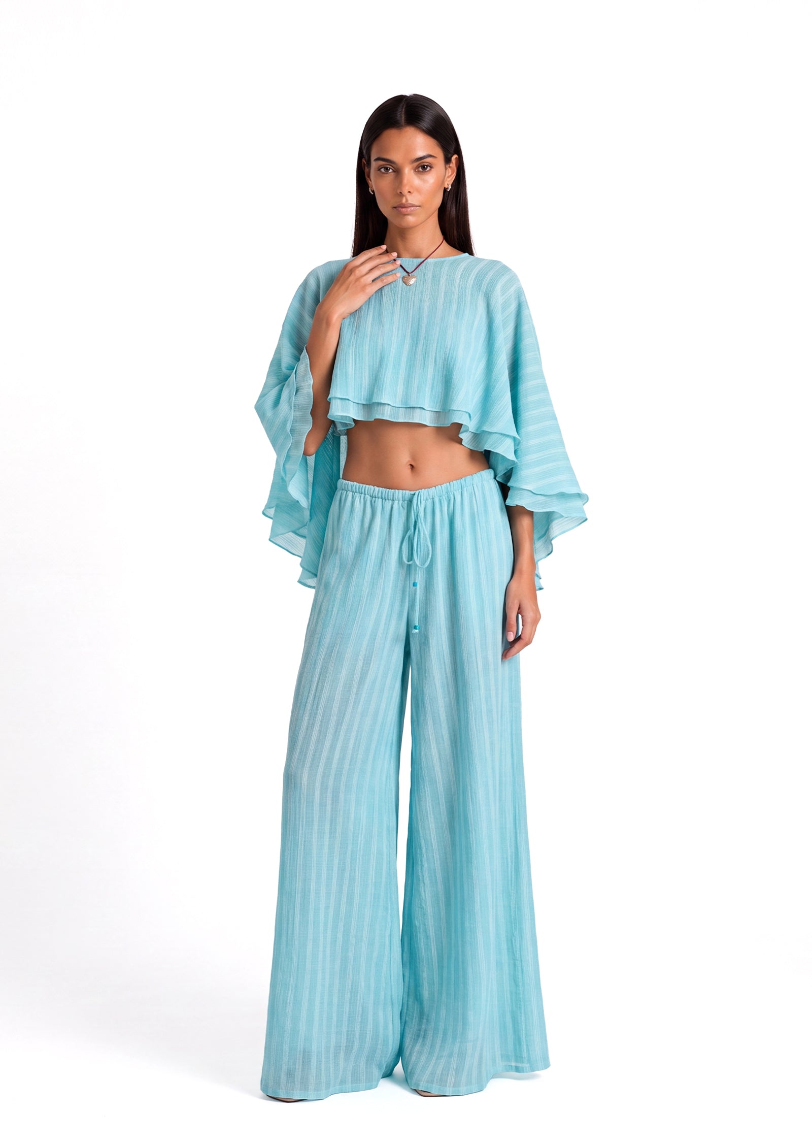 Kaholo Shawl Top & Wide Leg Pants Set