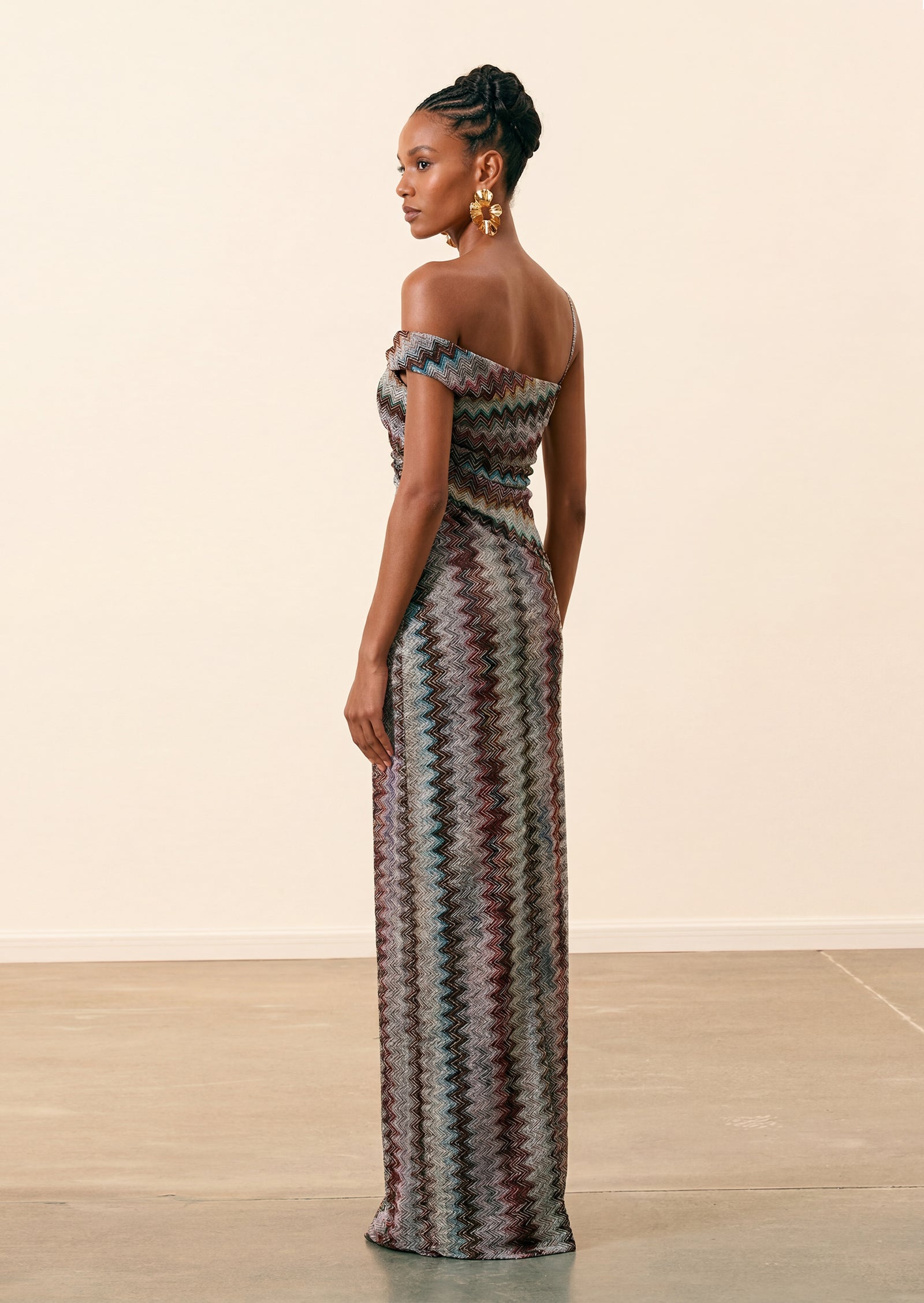 Locava Asymmetrical Neckline Draped Maxi Dress