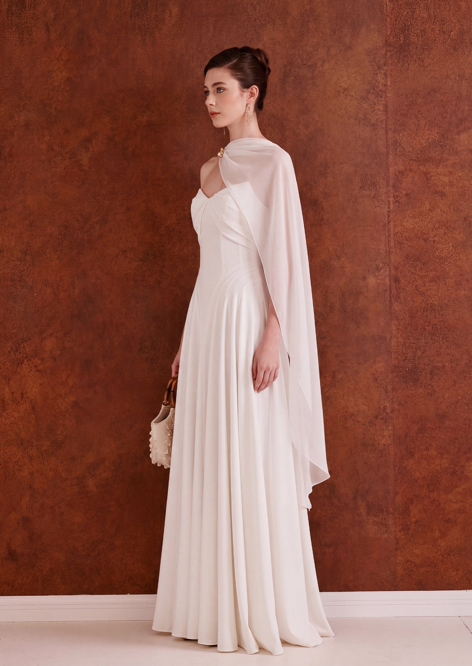 Midikleid in A-Linie mit Blumenmuster und Laternenärmeln