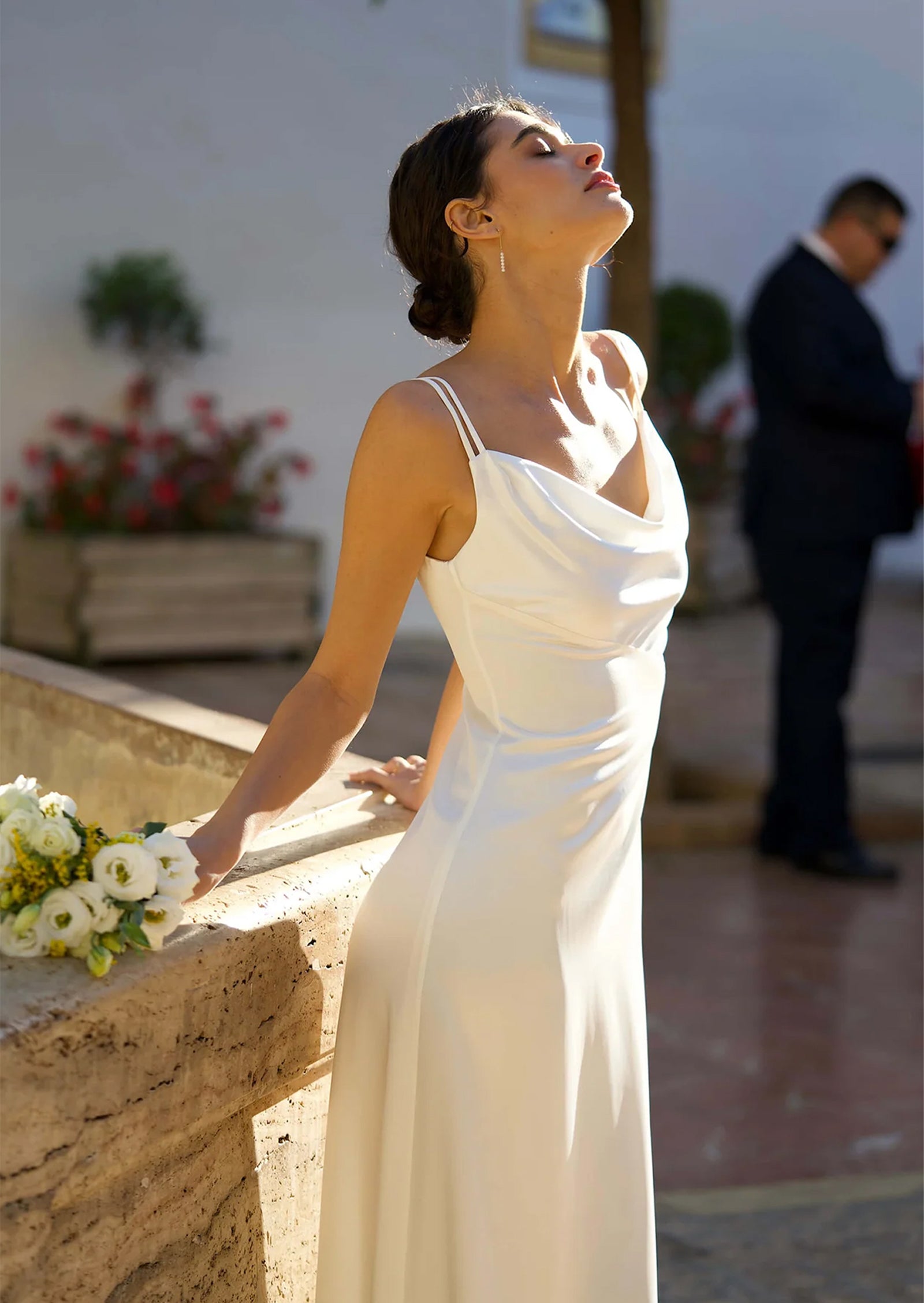 Satin Cowl-Neck Maxi Dress