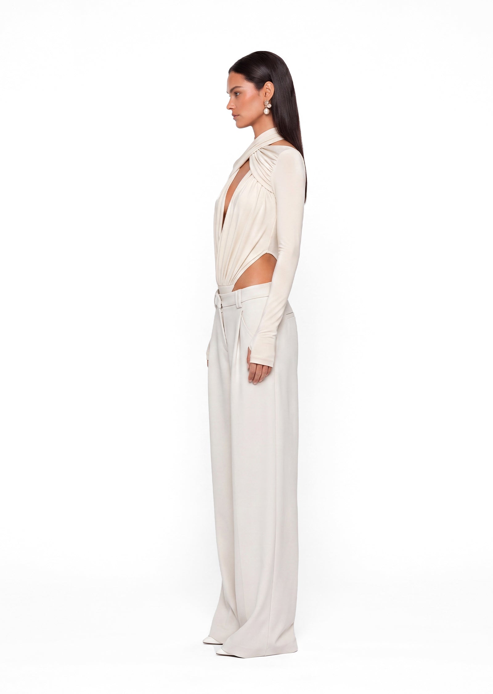 Occhave Cut Out Bodysuit In White