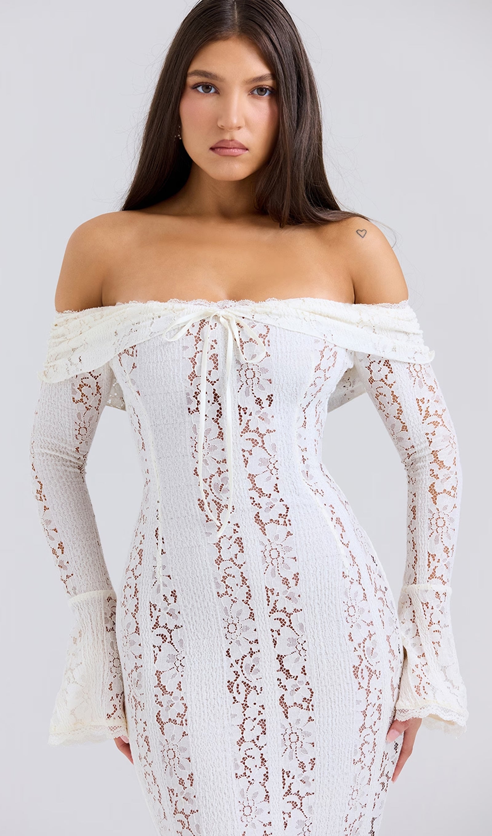 Midikleid in A-Linie mit Blumenmuster und Laternenärmeln