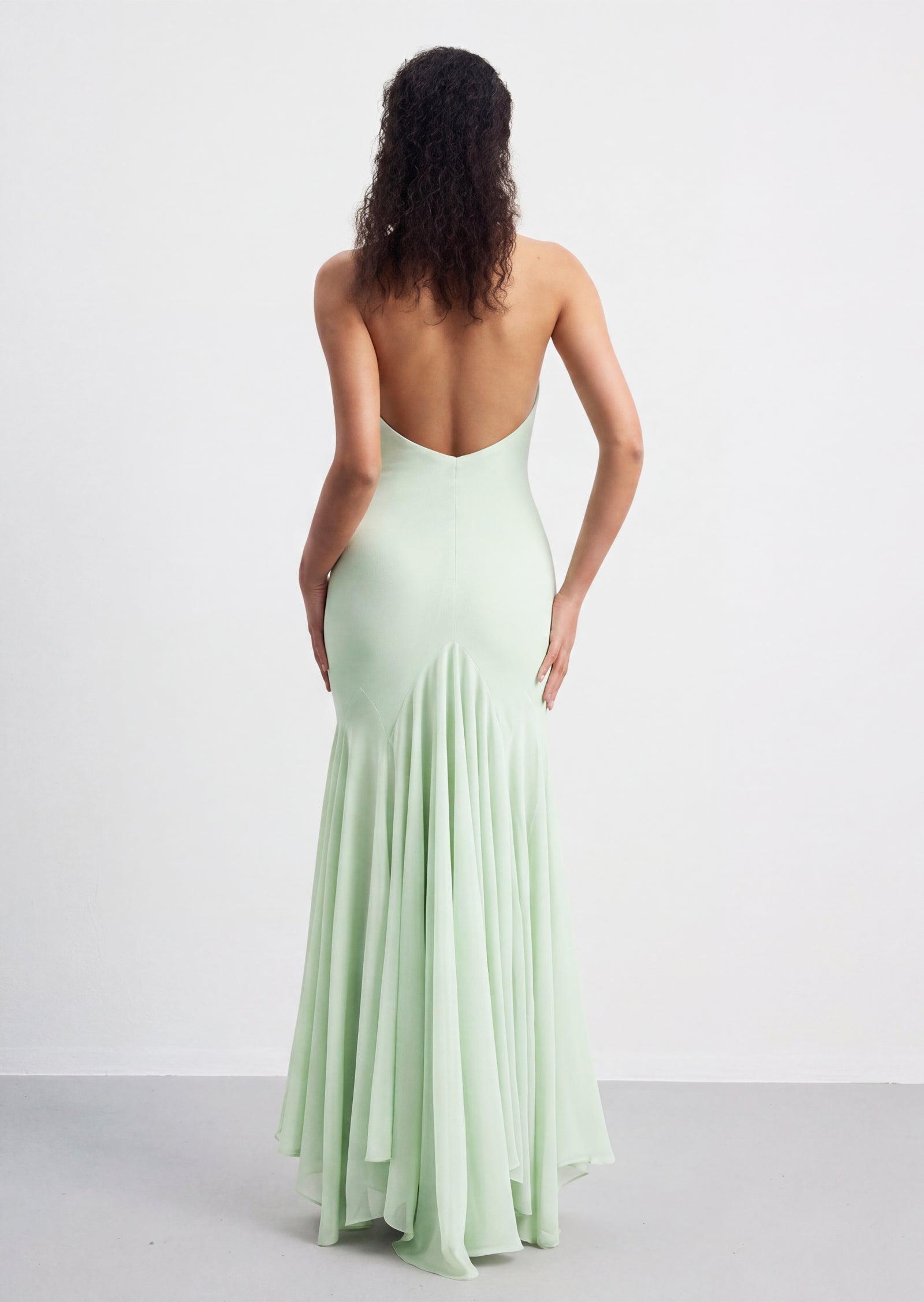 Bryonie Georgette Draped Maxi Dress In Sage