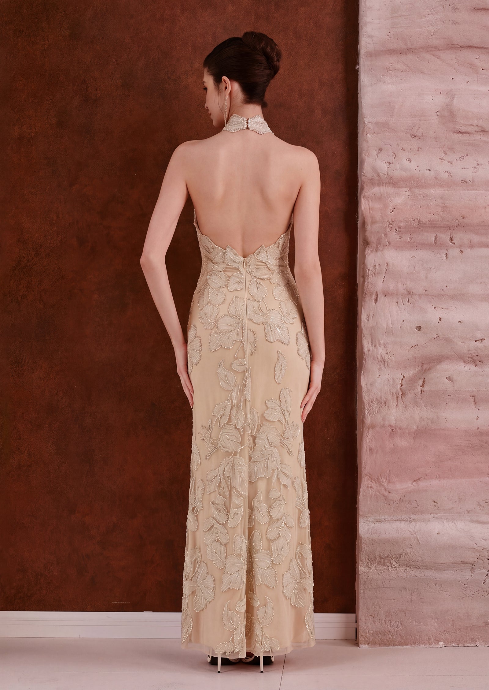 Midikleid in A-Linie mit Blumenmuster und Laternenärmeln
