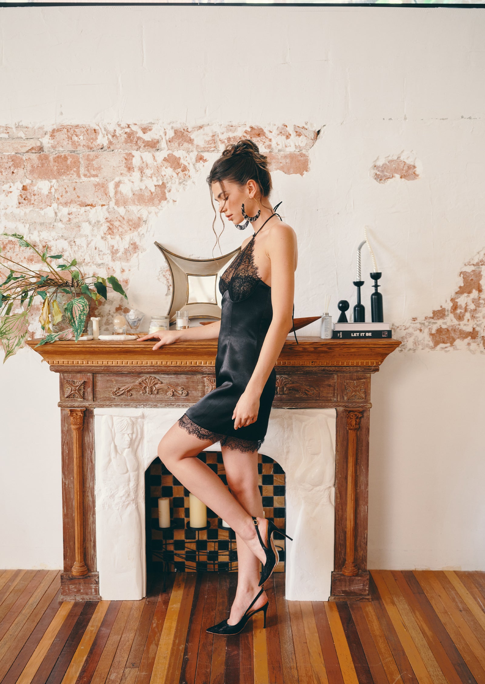 Ruby Halter Lace Mini Dress In Black