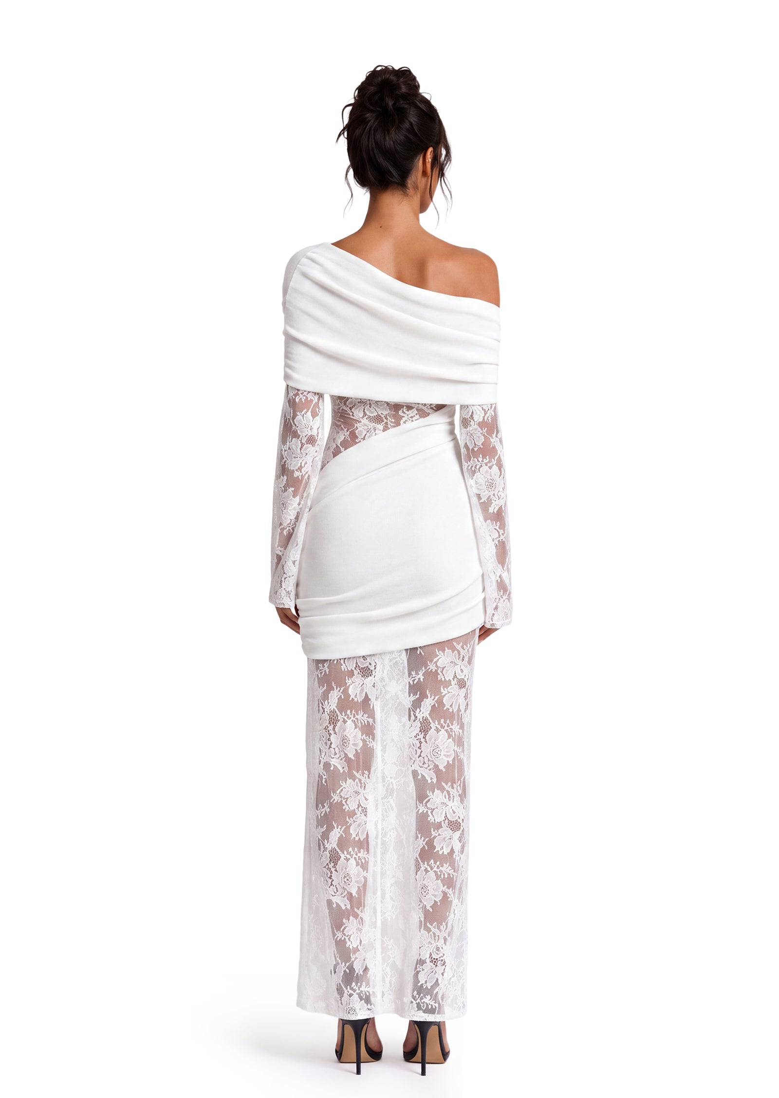 Midikleid in A-Linie mit Blumenmuster und Laternenärmeln