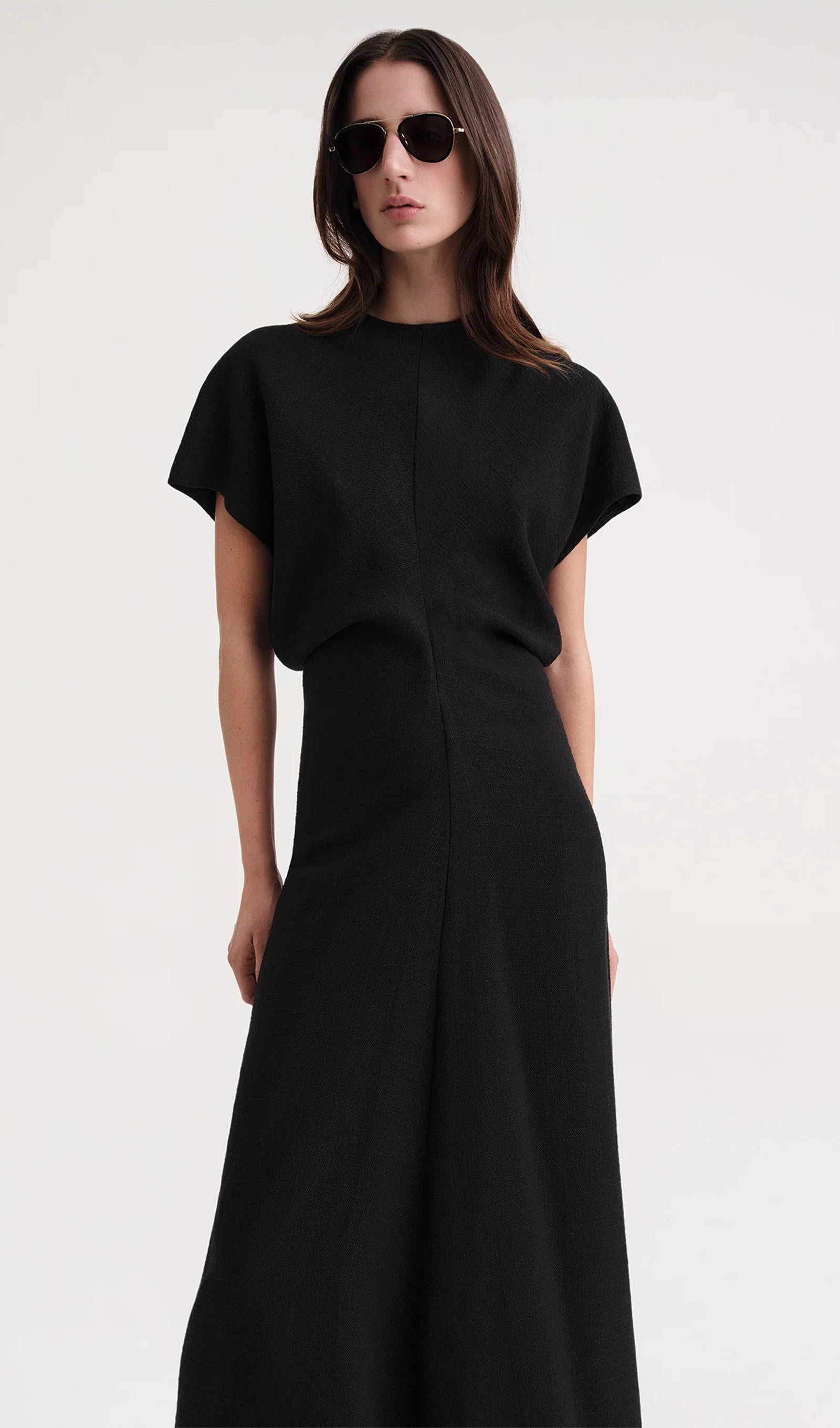 Midikleid in A-Linie mit Blumenmuster und Laternenärmeln