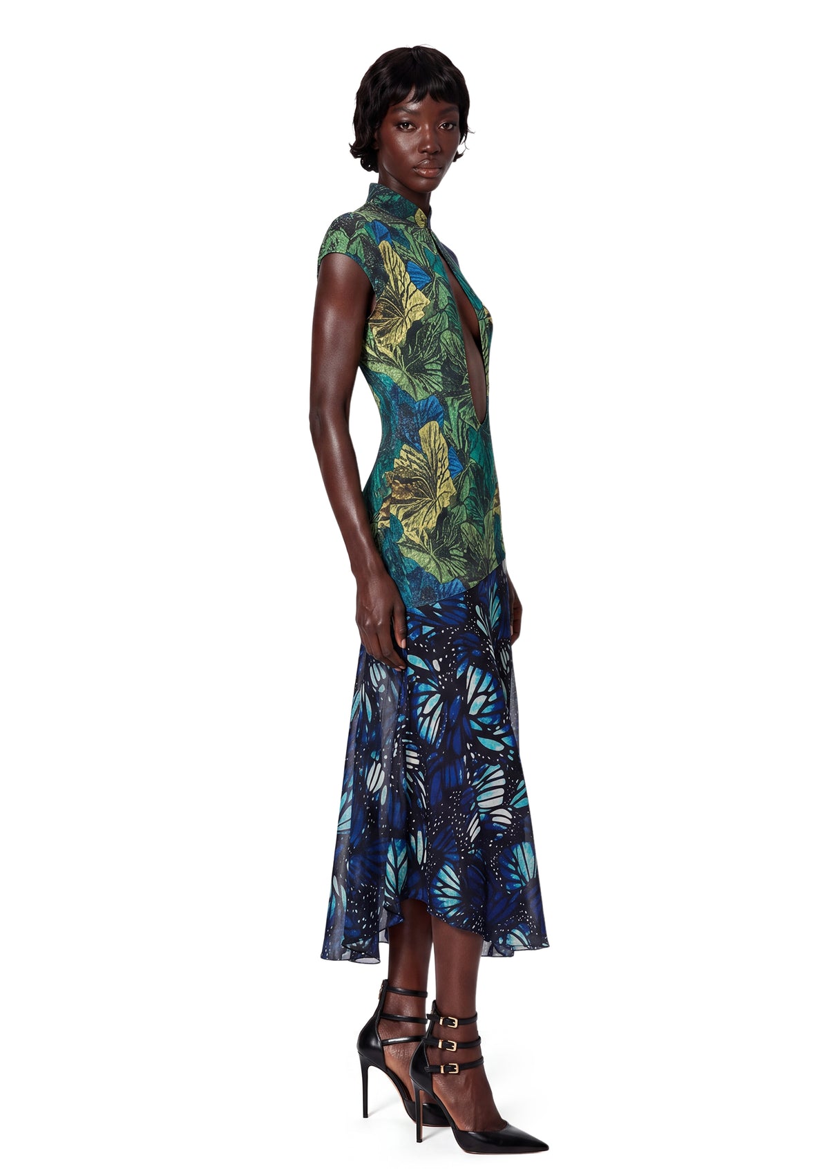 Yuvalor Slit Printed Midi Dress
