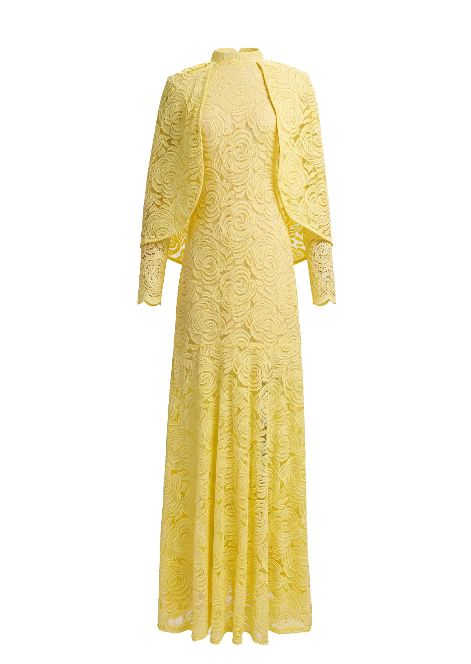 Midikleid in A-Linie mit Blumenmuster und Laternenärmeln