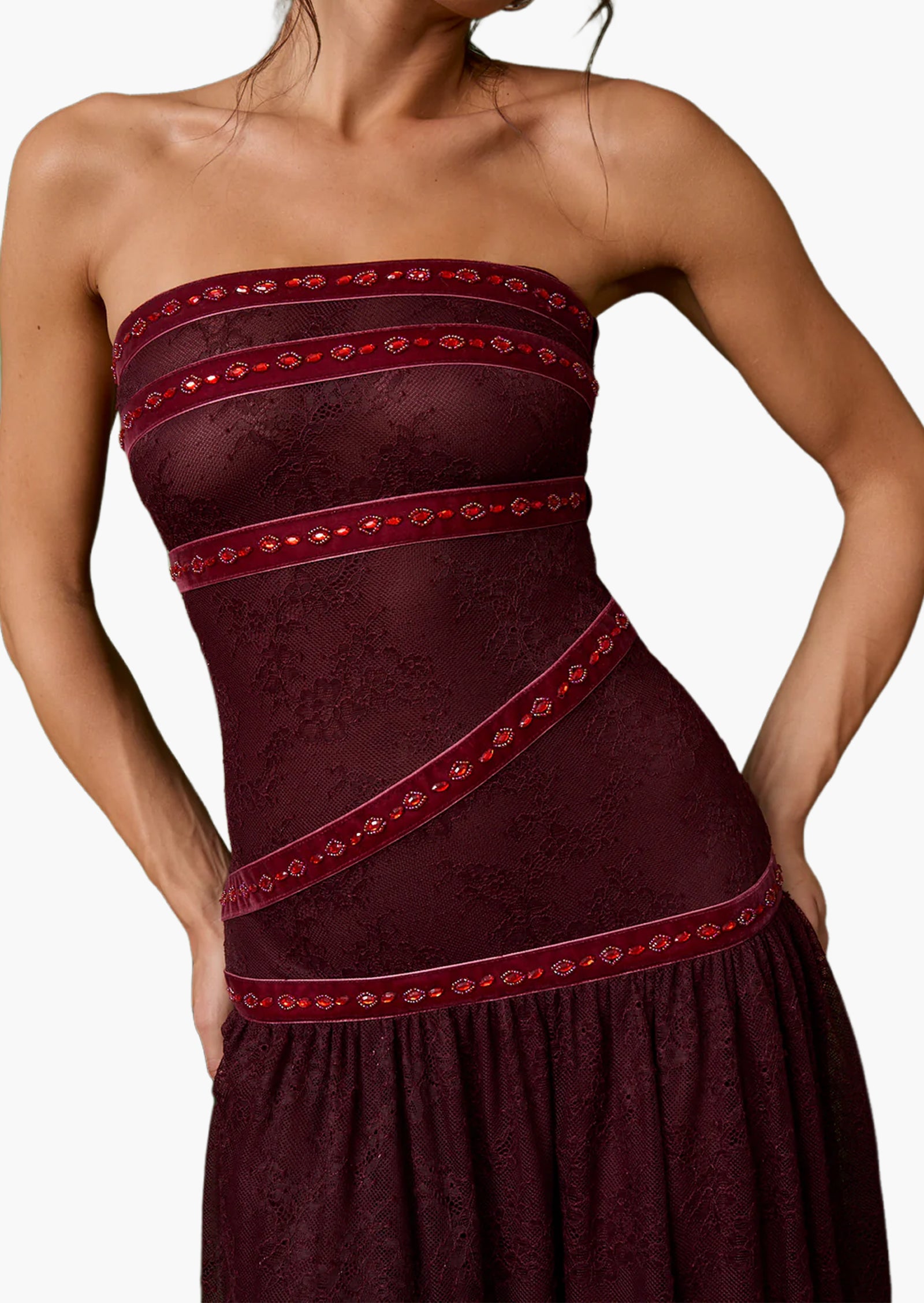 Midikleid in A-Linie mit Blumenmuster und Laternenärmeln