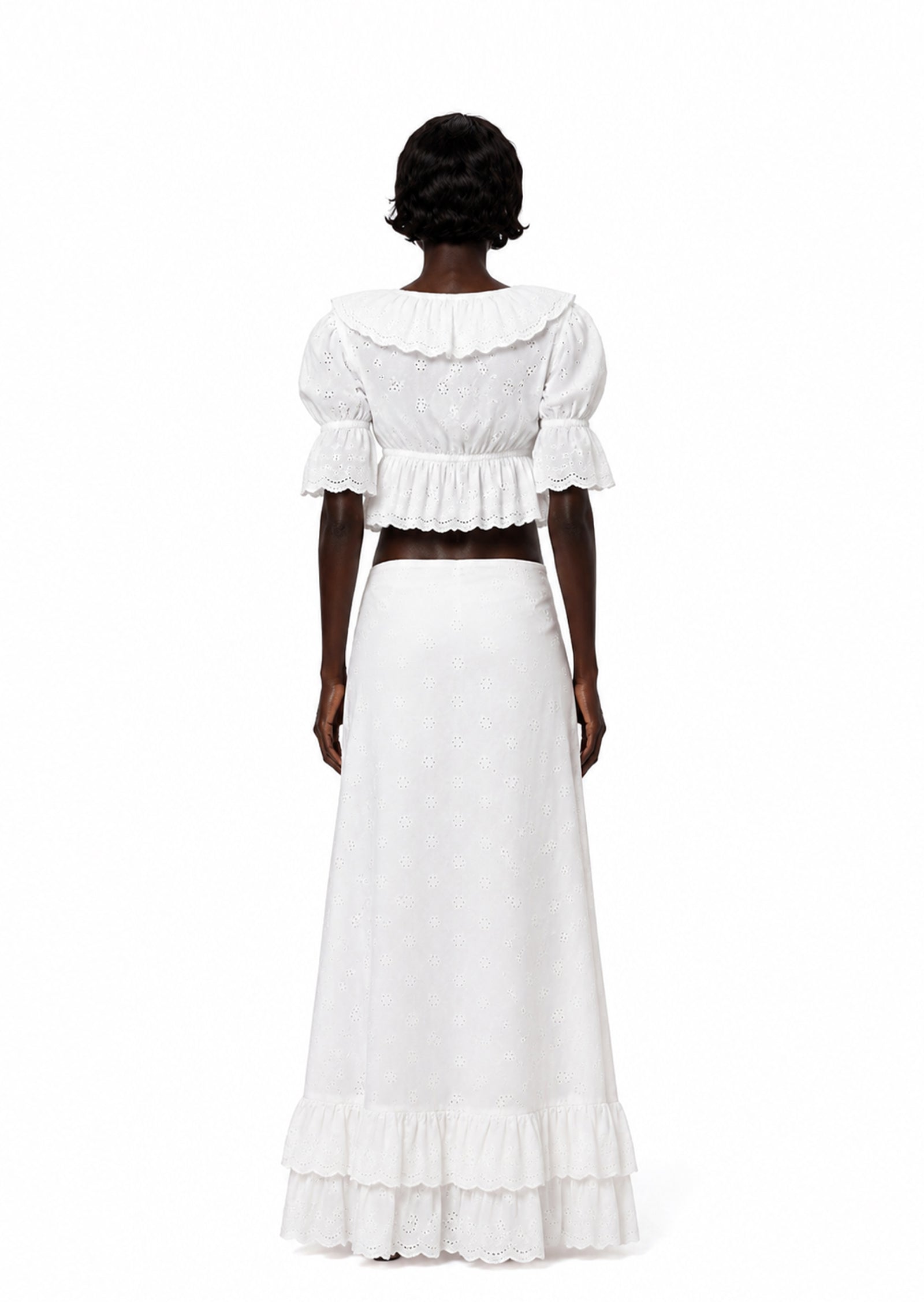 Baina Short Puff Sleeve Top And Long Skirt Set