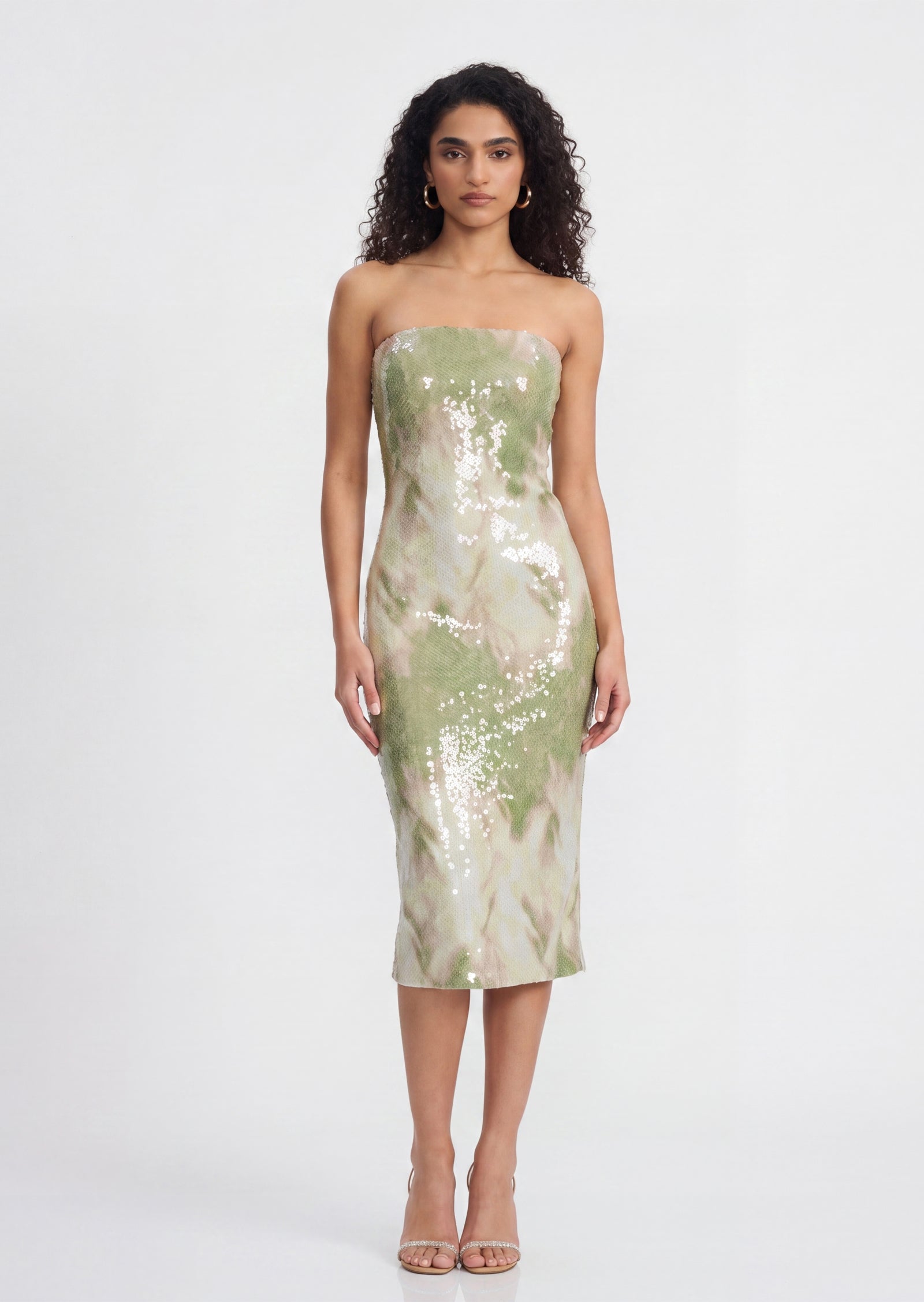 Adelina Strapless Sequined Midi Dress