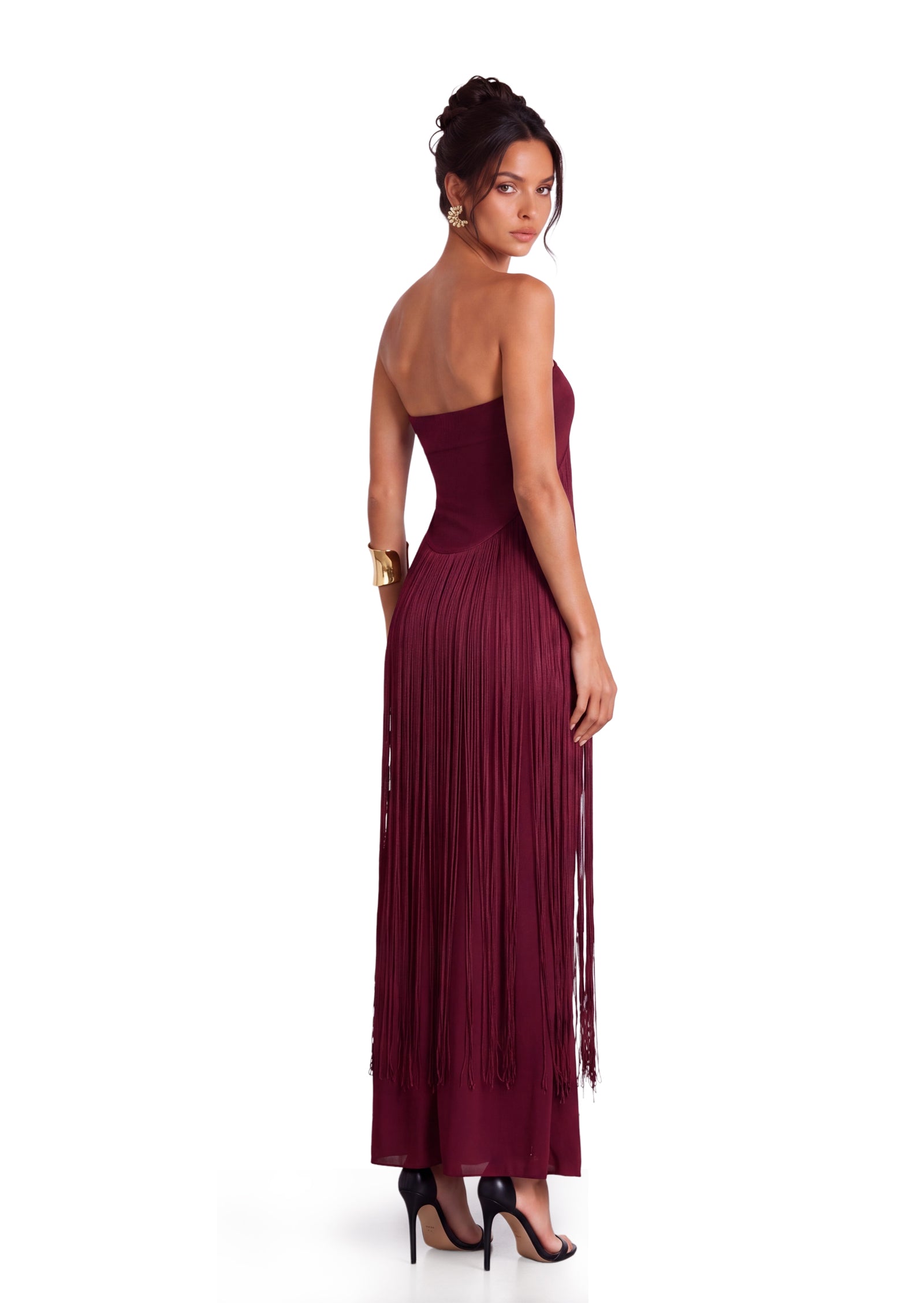 Midikleid in A-Linie mit Blumenmuster und Laternenärmeln