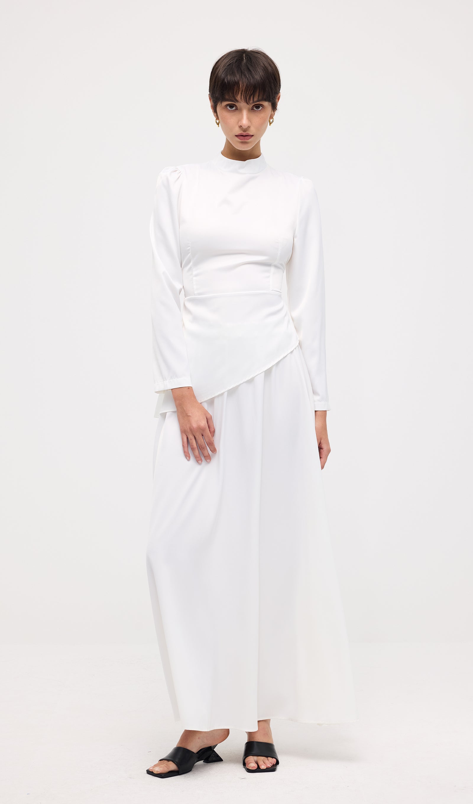 Satin Long Sleeve Two Piece Set Maxi Dress