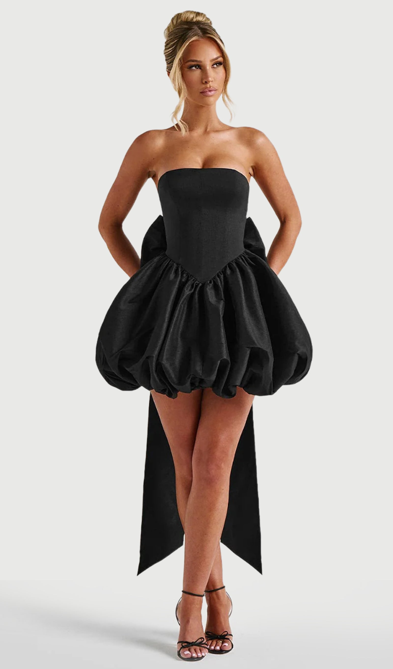 Midikleid in A-Linie mit Blumenmuster und Laternenärmeln