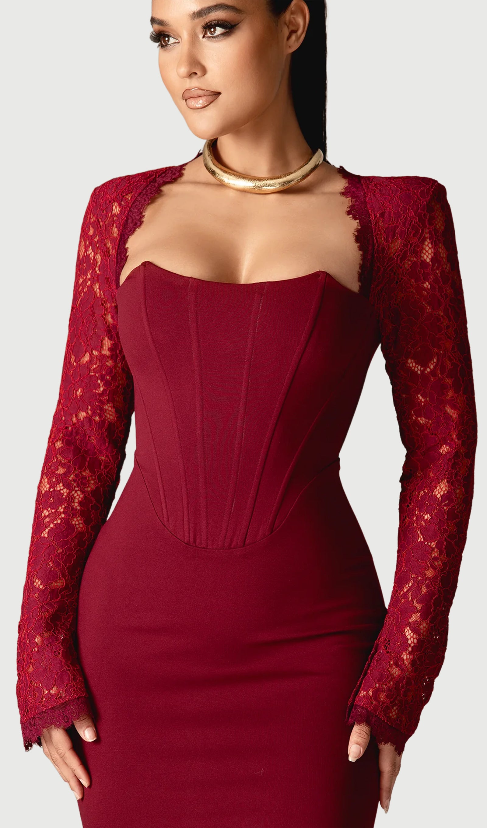 Midikleid in A-Linie mit Blumenmuster und Laternenärmeln