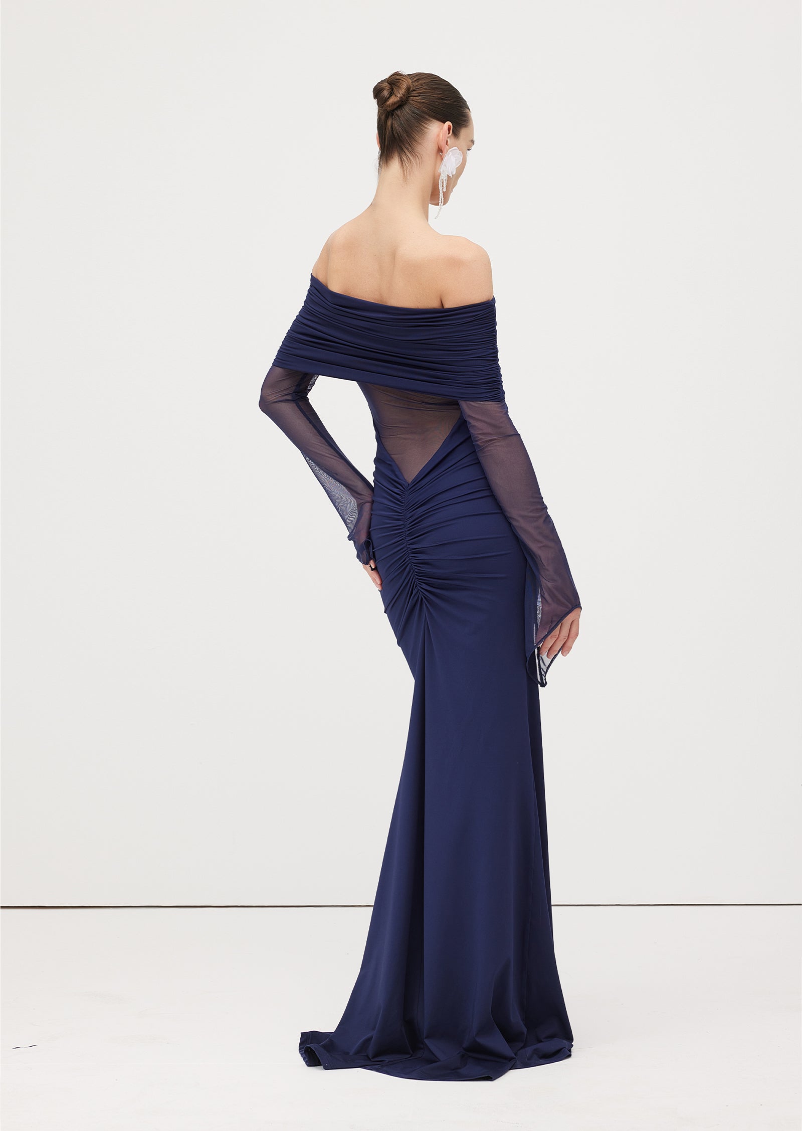 Midikleid in A-Linie mit Blumenmuster und Laternenärmeln