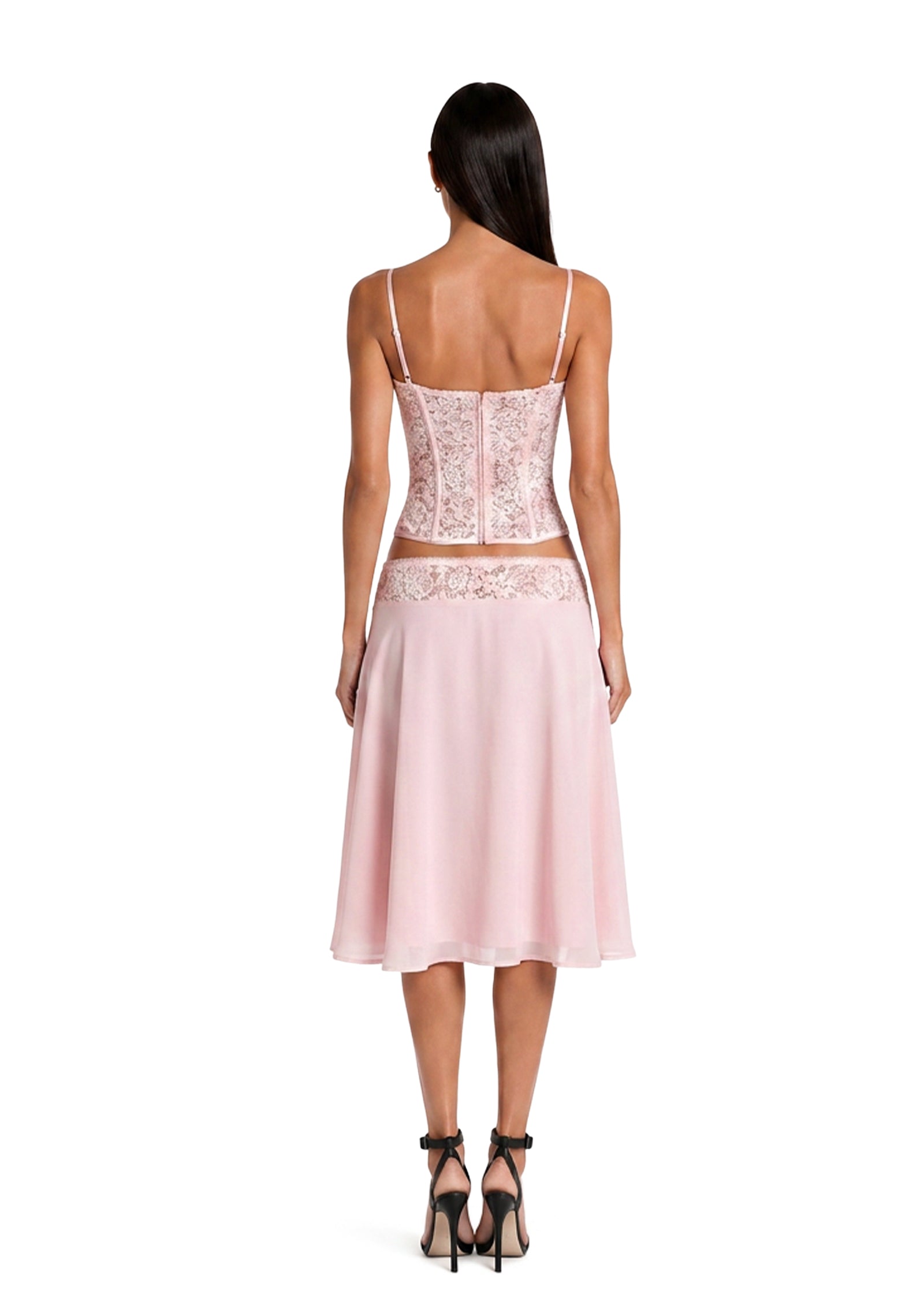 Midikleid in A-Linie mit Blumenmuster und Laternenärmeln