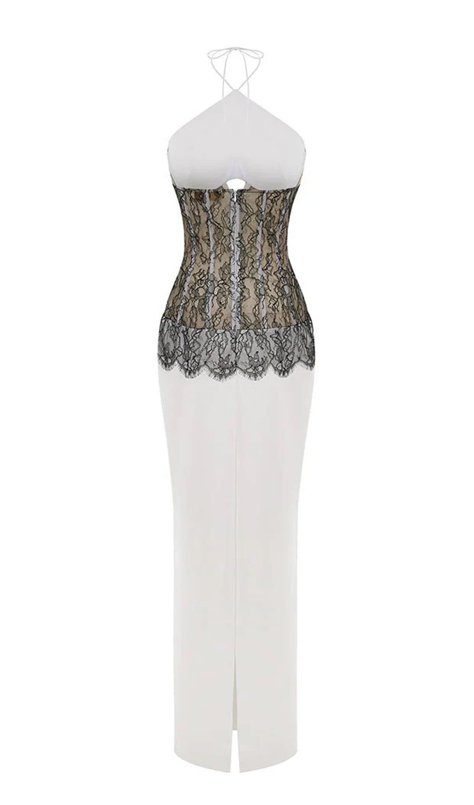 Satin And Lace Corset Maxi Dress