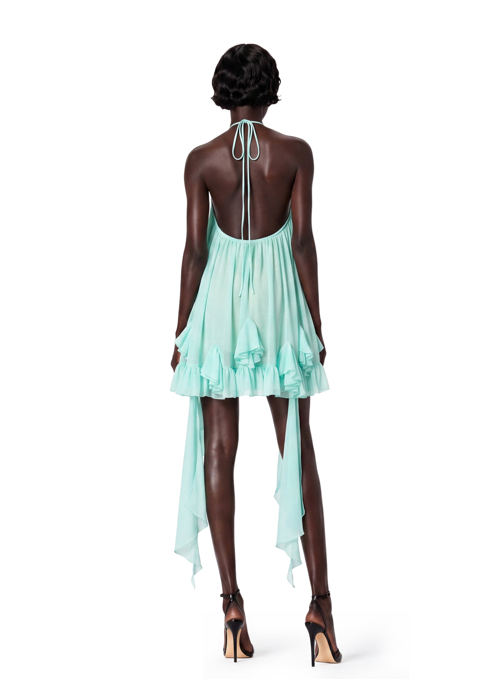 Ghazi Halter Neck Open Back Midi Dress In Green