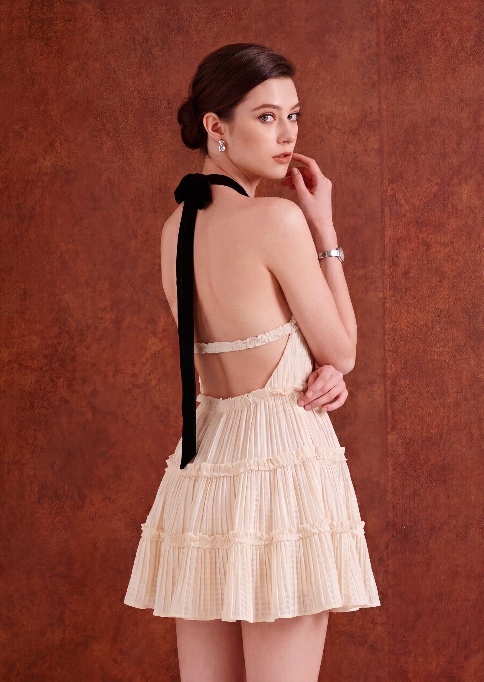 Eugenia Halter Mini Dress In White