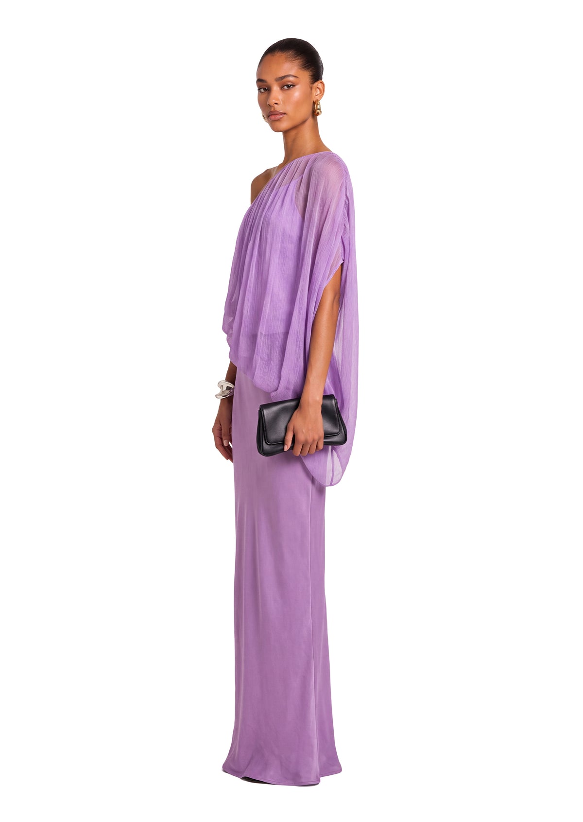 Yimin One Shoulder Satin Maxi Dress