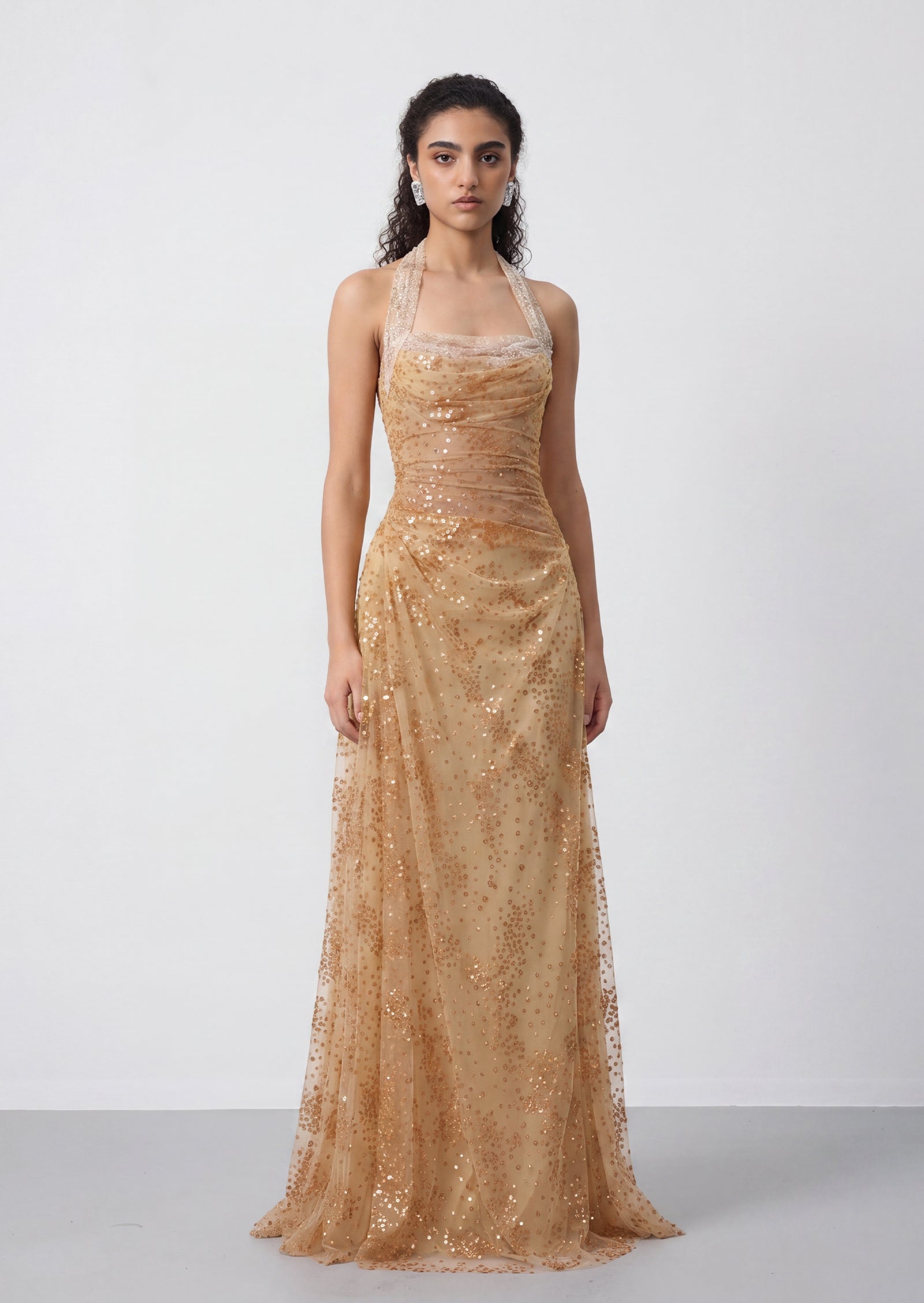 Odyssa Halter Sequined Maxi Dress