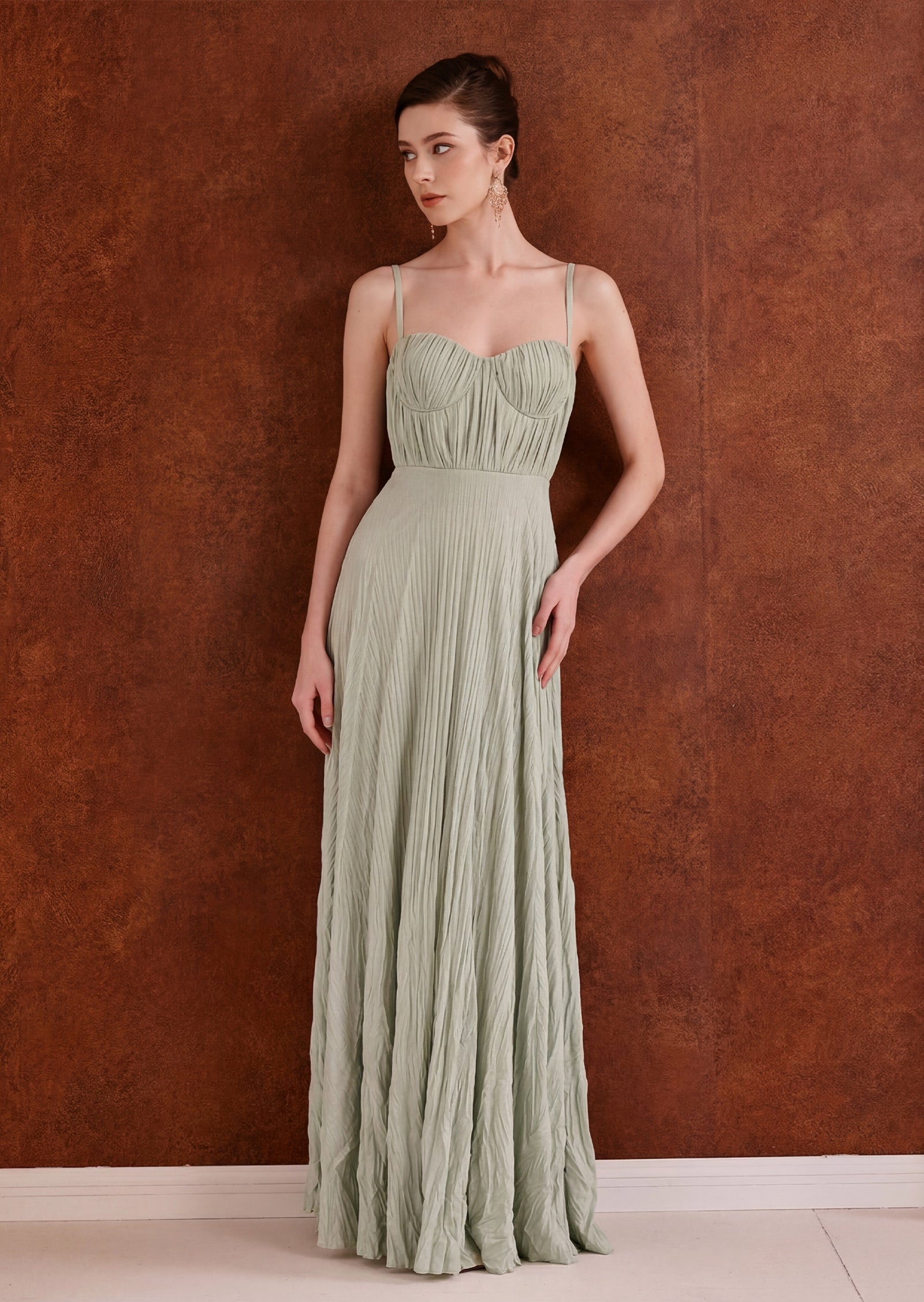 Elisabetta Crinkled Texture Maxi Dress With Slit