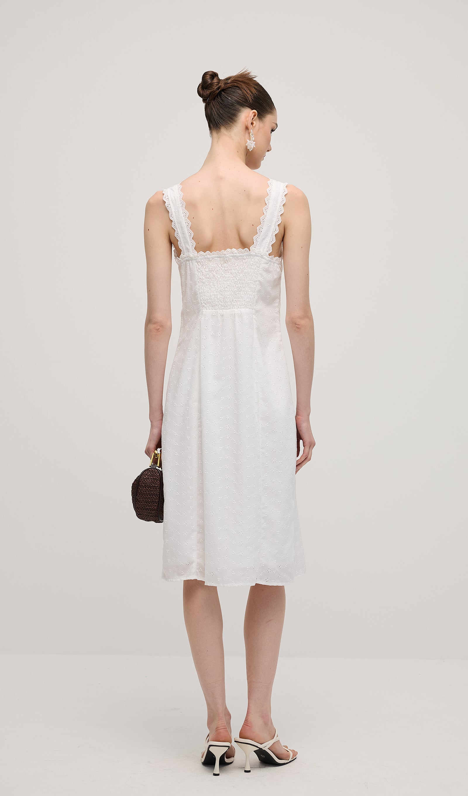 Midikleid in A-Linie mit Blumenmuster und Laternenärmeln