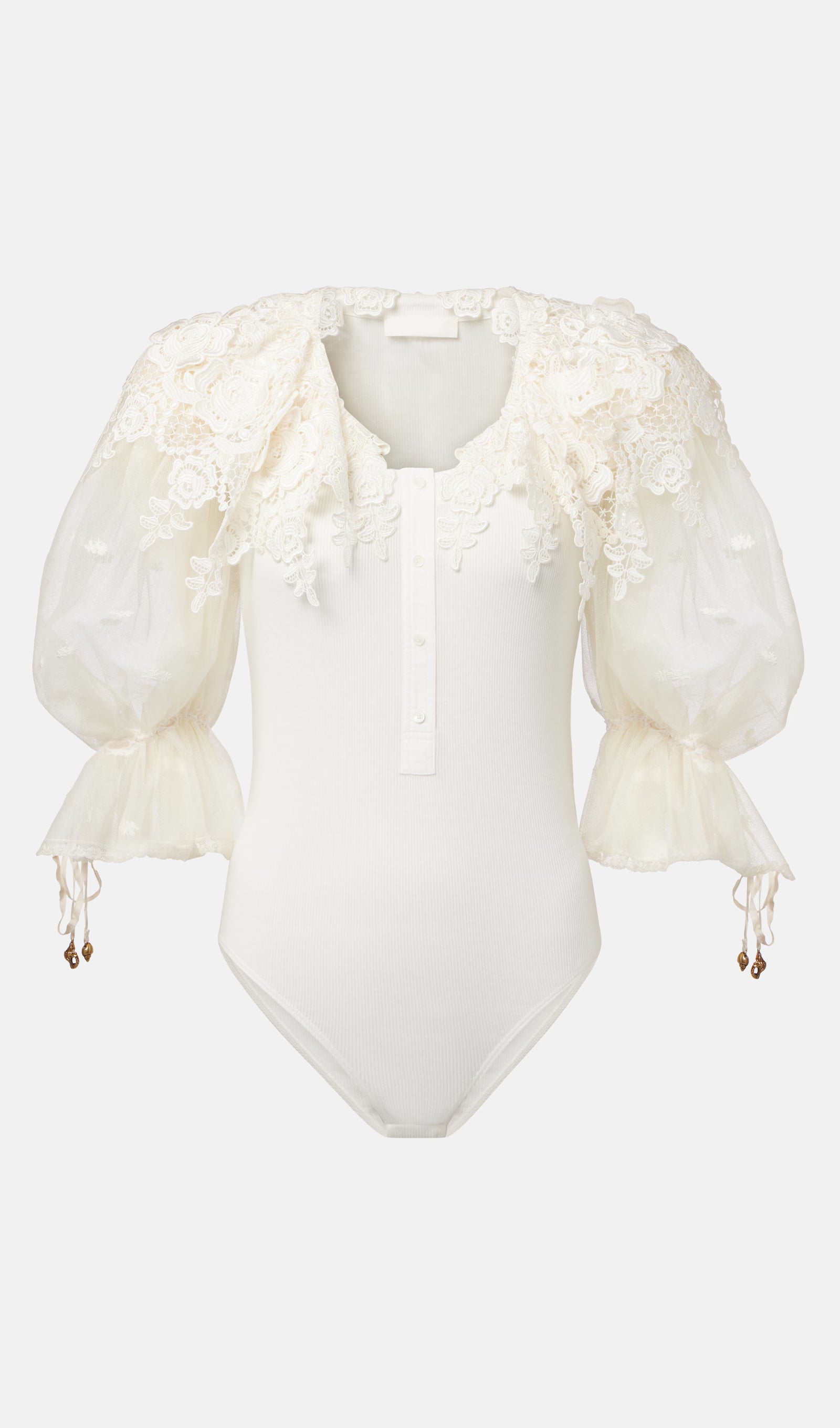 Lace-Trimmed Cotton Bodysuit