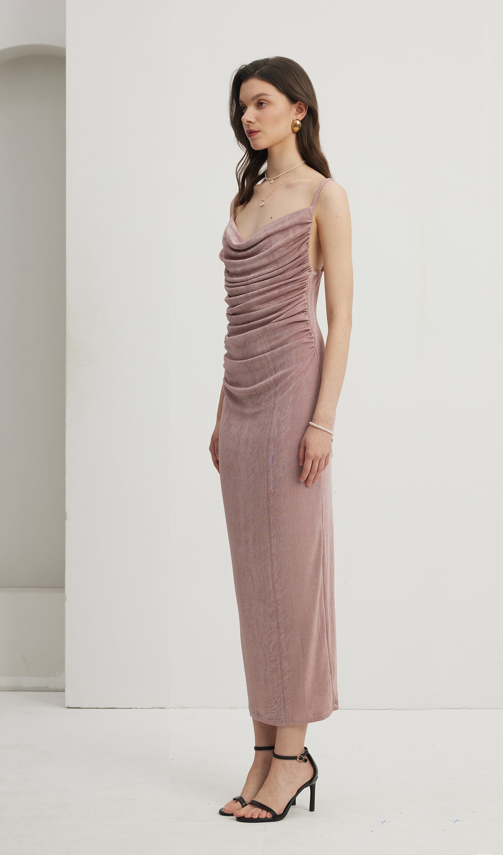 Midikleid in A-Linie mit Blumenmuster und Laternenärmeln