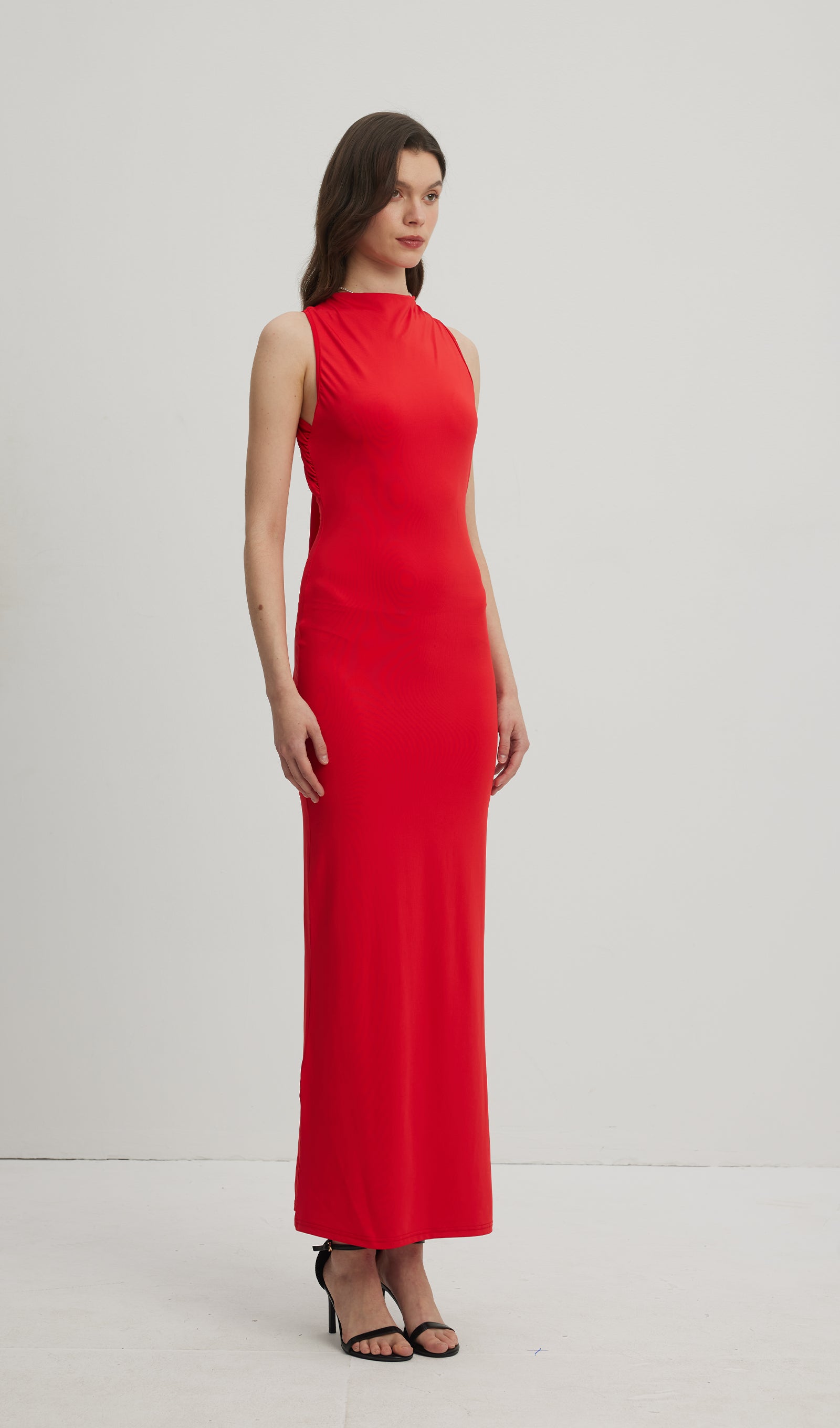 Midikleid in A-Linie mit Blumenmuster und Laternenärmeln